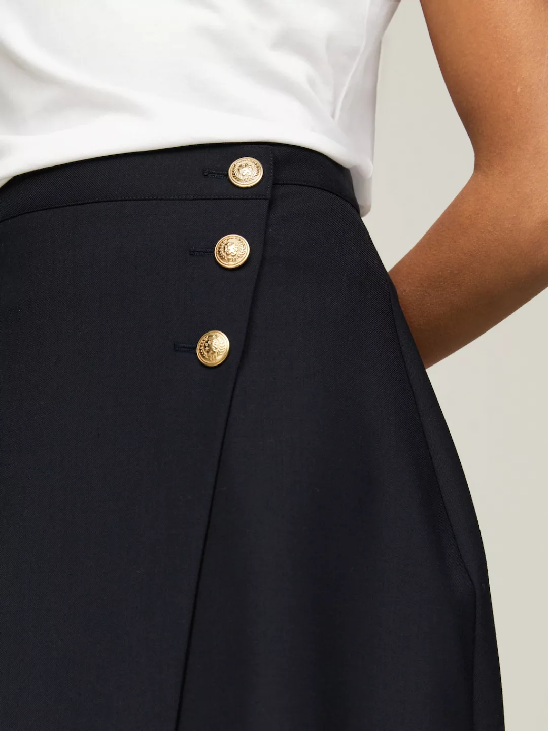 Tommy Hilfiger Webrock GOLD BUTTON MIDI SKIRT Webrock mit Wickel-Design günstig online kaufen