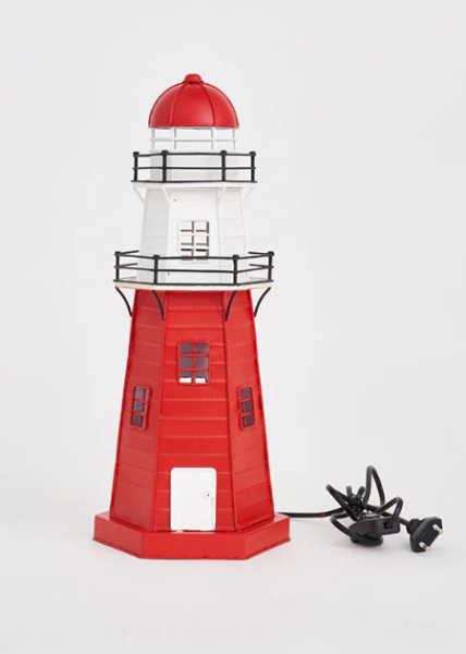 Leuchtturm LED Metall rot-weiß, Höhe 41 cm günstig online kaufen