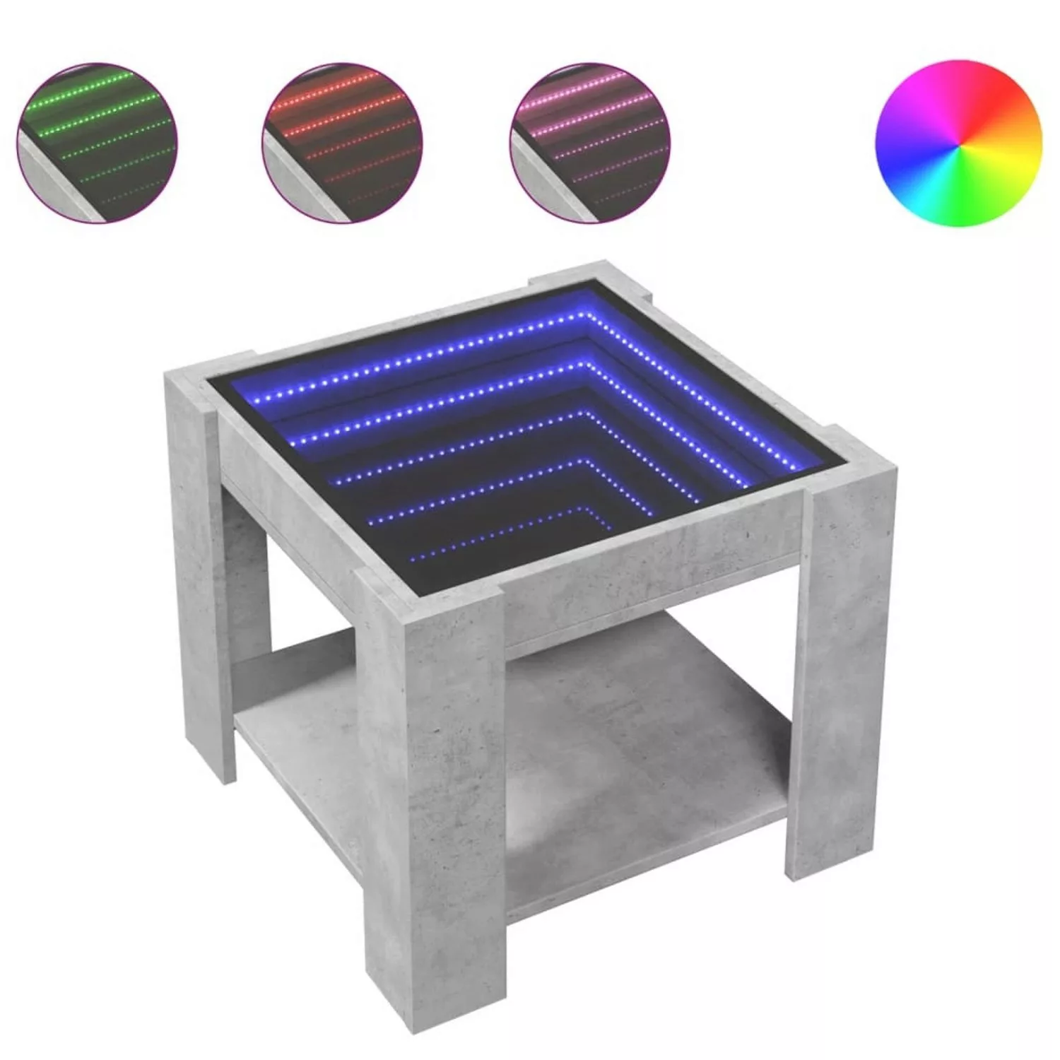 vidaXL LED-Couchtisch Betongrau 53x53x45 cm Holzwerkstoff günstig online kaufen