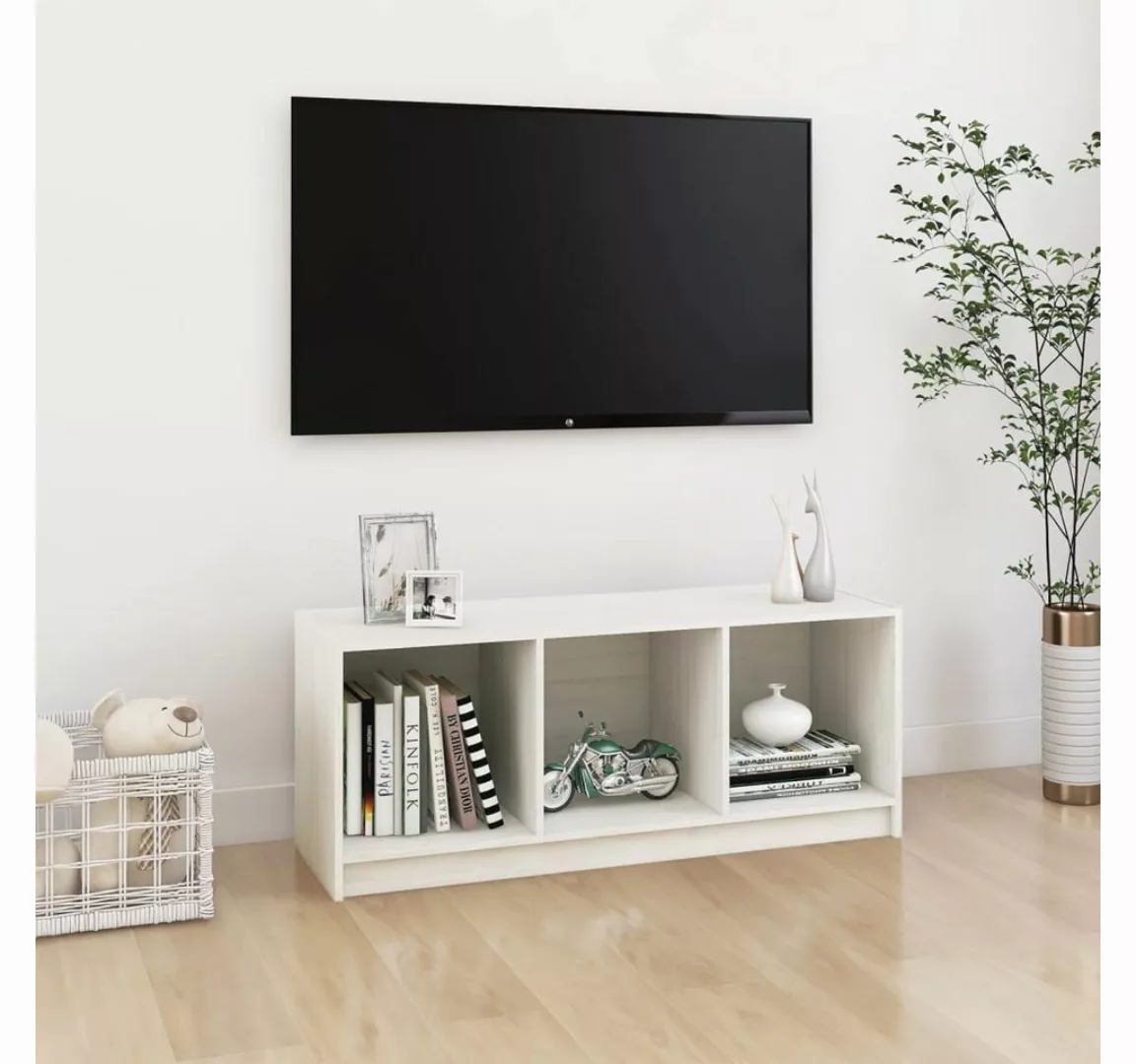 vidaXL TV-Schrank TV-Schrank Weiß 104x33x41 cm Massivholz Kiefer Lowboard günstig online kaufen