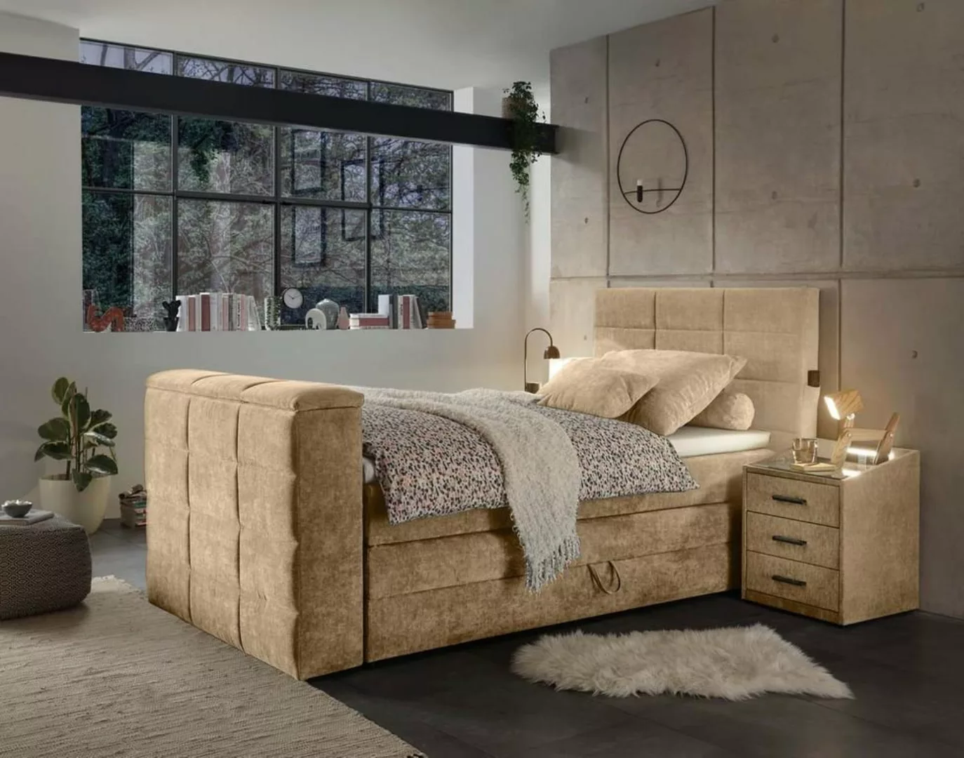 ED EXCITING DESIGN Boxspringliege (Denver), Beige günstig online kaufen