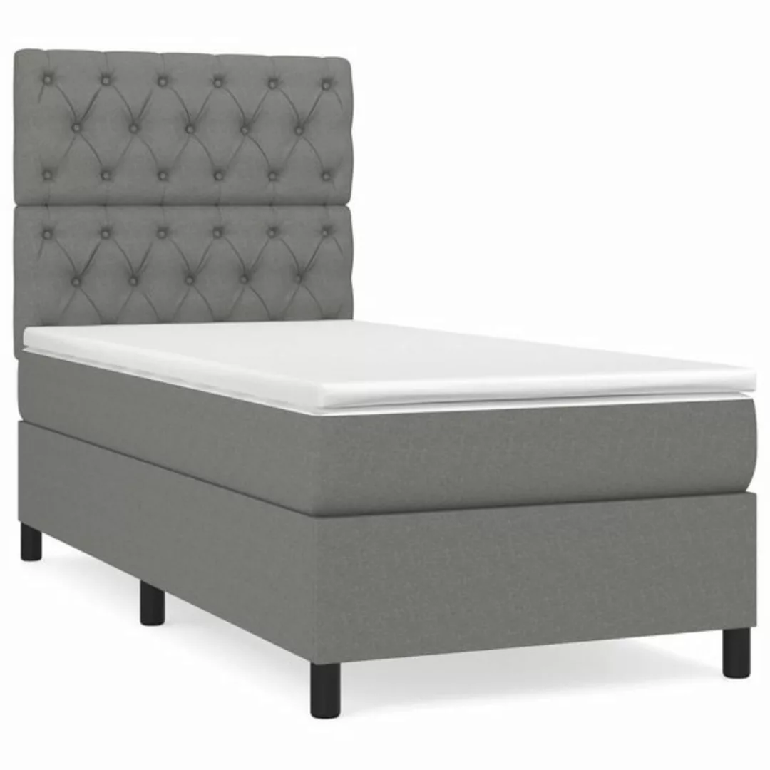 vidaXL Boxspringbett Boxspringbett mit Matratze Dunkelgrau 80x200 cm Stoff günstig online kaufen