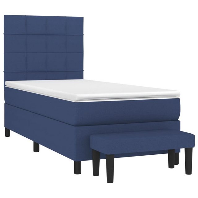 vidaXL Bett Boxspringbett mit Matratze Blau 90x200 cm Stoff günstig online kaufen