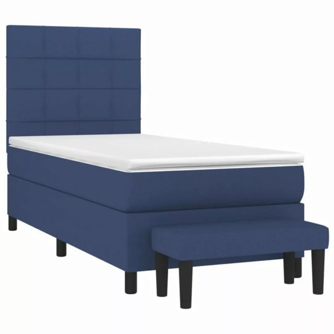 vidaXL Bett Boxspringbett mit Matratze Blau 90x200 cm Stoff günstig online kaufen