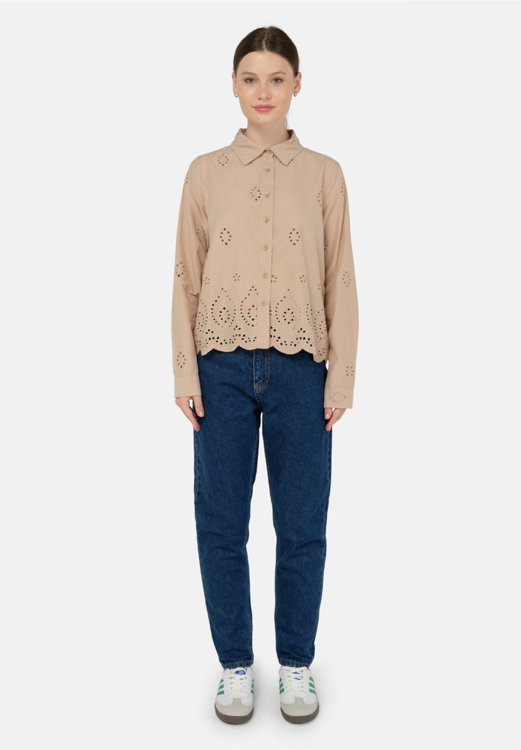 freshlions Klassische Bluse "Kate", (1 tlg.), mit luftigem Lochmuster günstig online kaufen