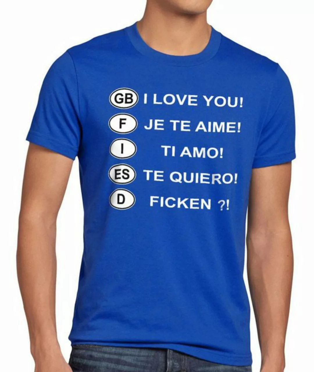 style3 T-Shirt I love you Ficken?! Übersetzung Auto Kennzeichen Urlaub Spru günstig online kaufen