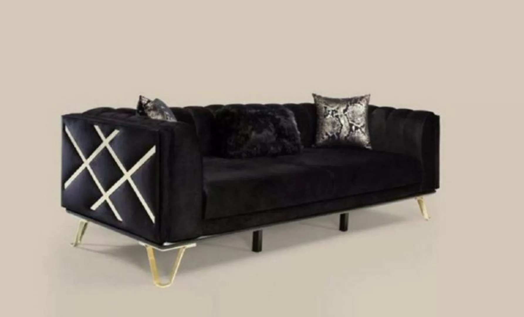 JVmoebel Sofa Sofagarnitur 3+3+1 Sitzer Schwarz Sessel Luxus Design Neu, Ma günstig online kaufen