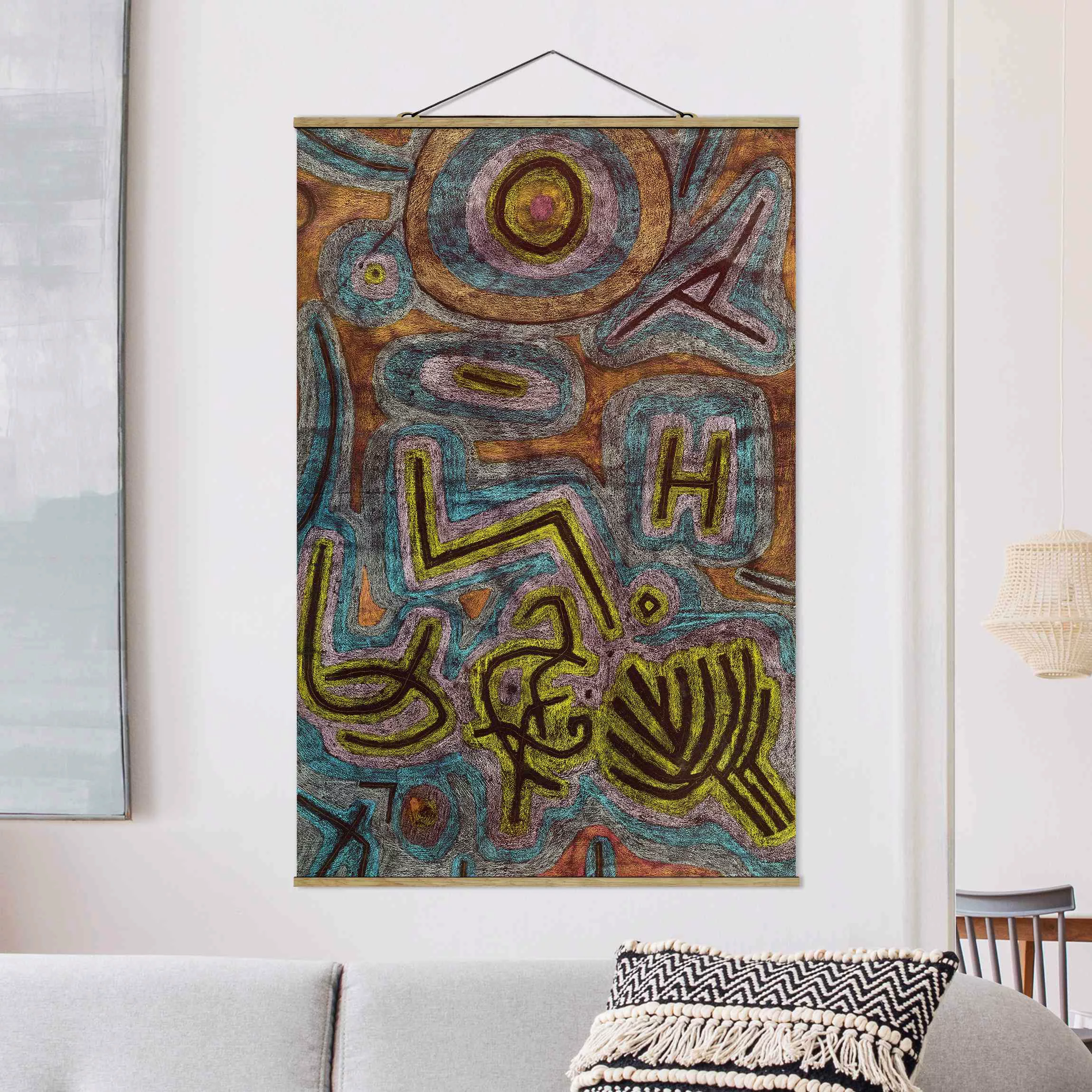 Stoffbild Abstrakt mit Posterleisten - Hochformat Paul Klee - Katharsis günstig online kaufen