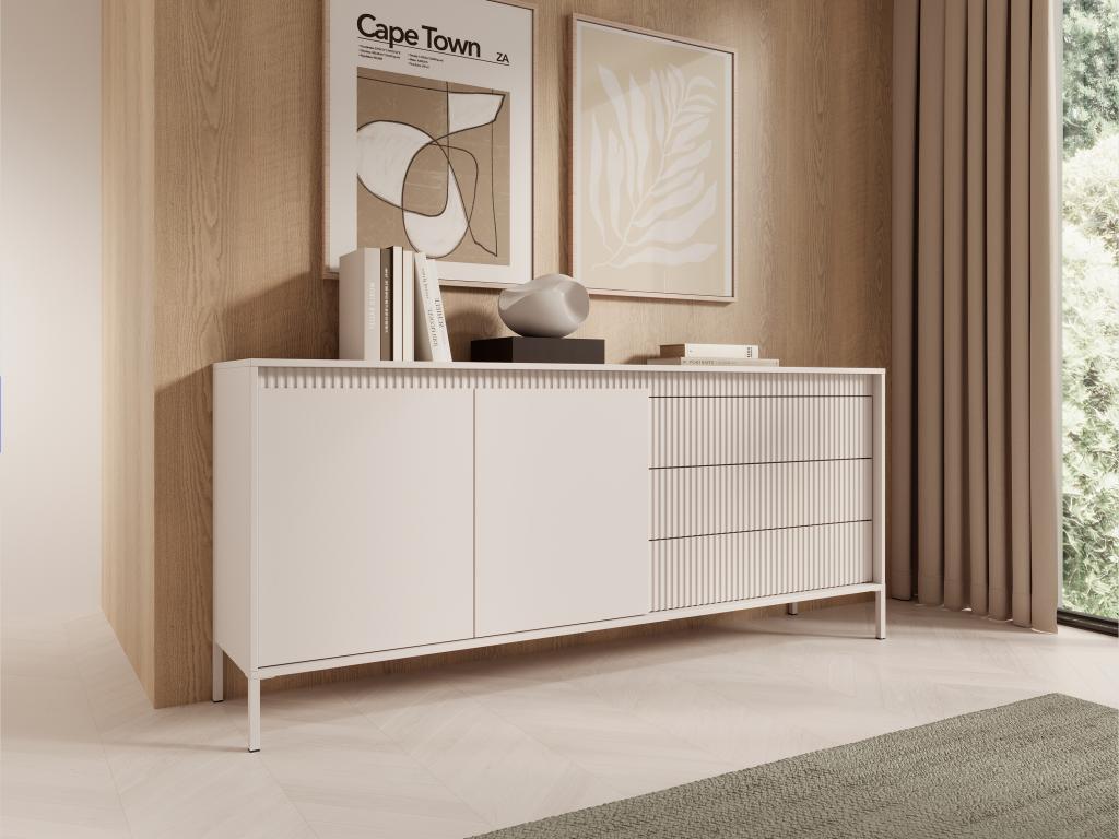 Sideboard mit 3 Schubladen & 2 Türen - MDF - Beige - NURSEMA günstig online kaufen