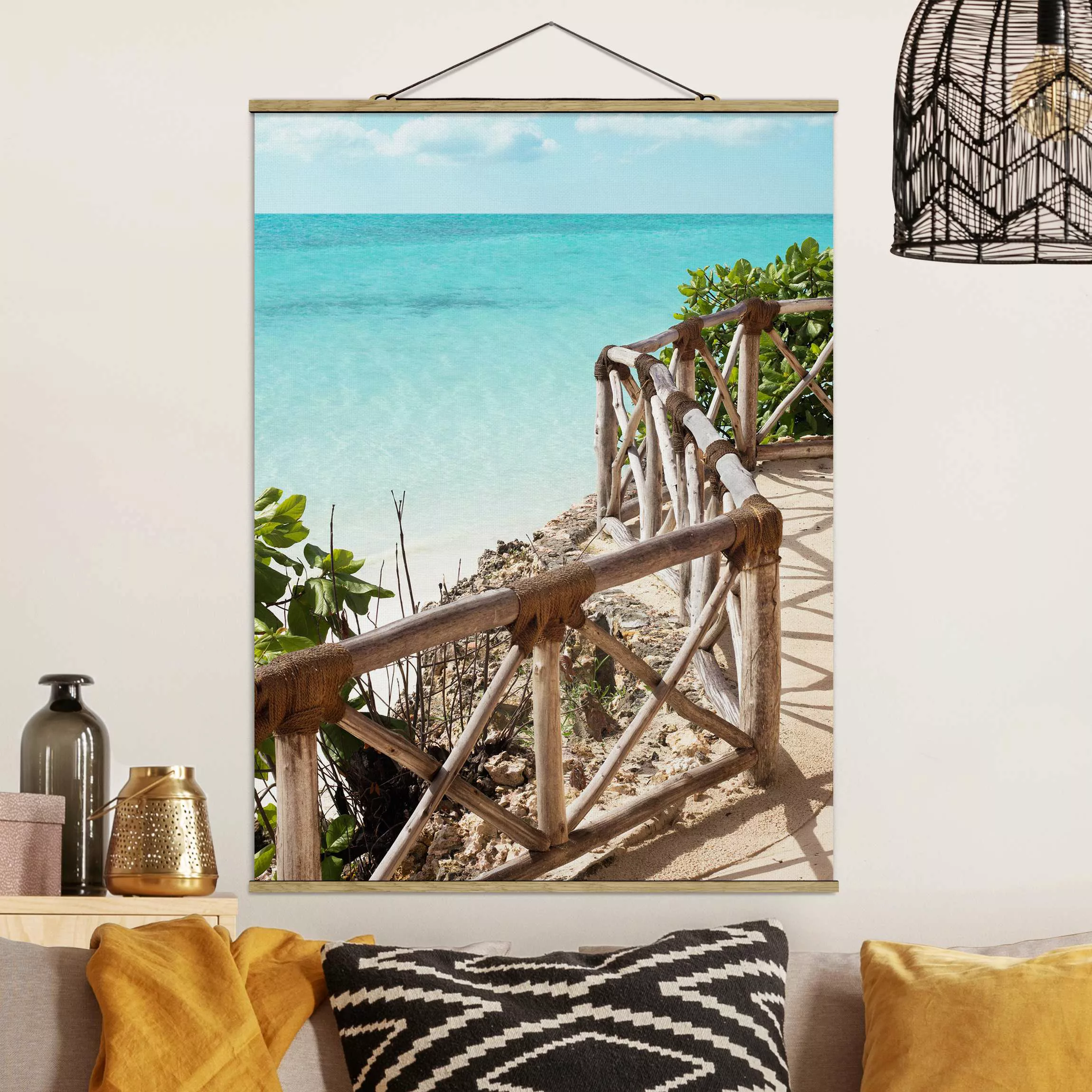 Stoffbild mit Posterleisten Paradiesische Aussichten günstig online kaufen