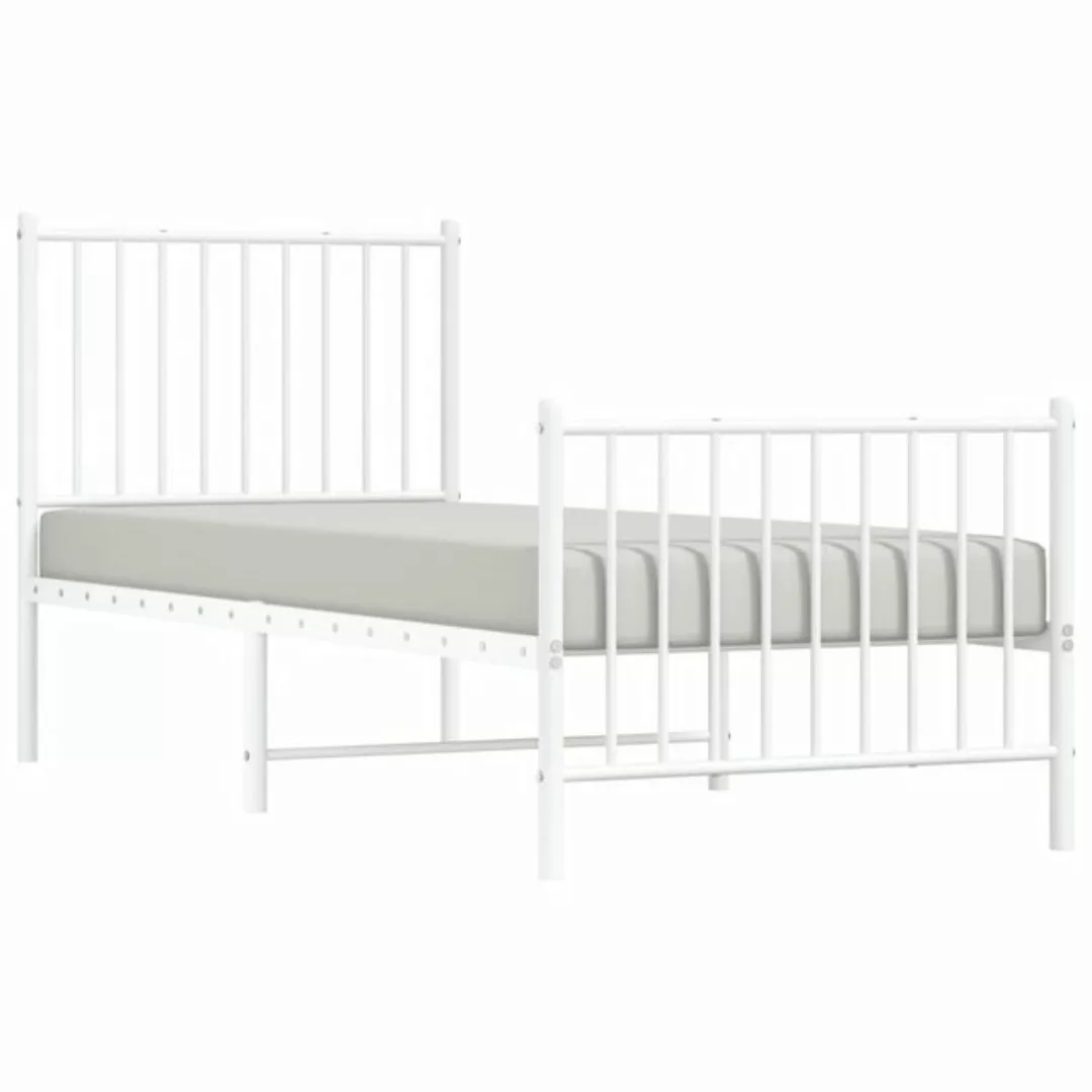 vidaXL Bett Bettgestell mit Kopf- und Fußteil Metall Weiß 75x190 cm günstig online kaufen