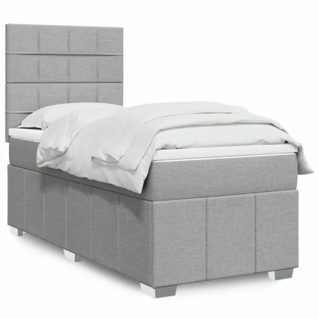 vidaXL Boxspringbett, Boxspringbett mit Matratze Hellgrau 80x200 cm Stoff günstig online kaufen