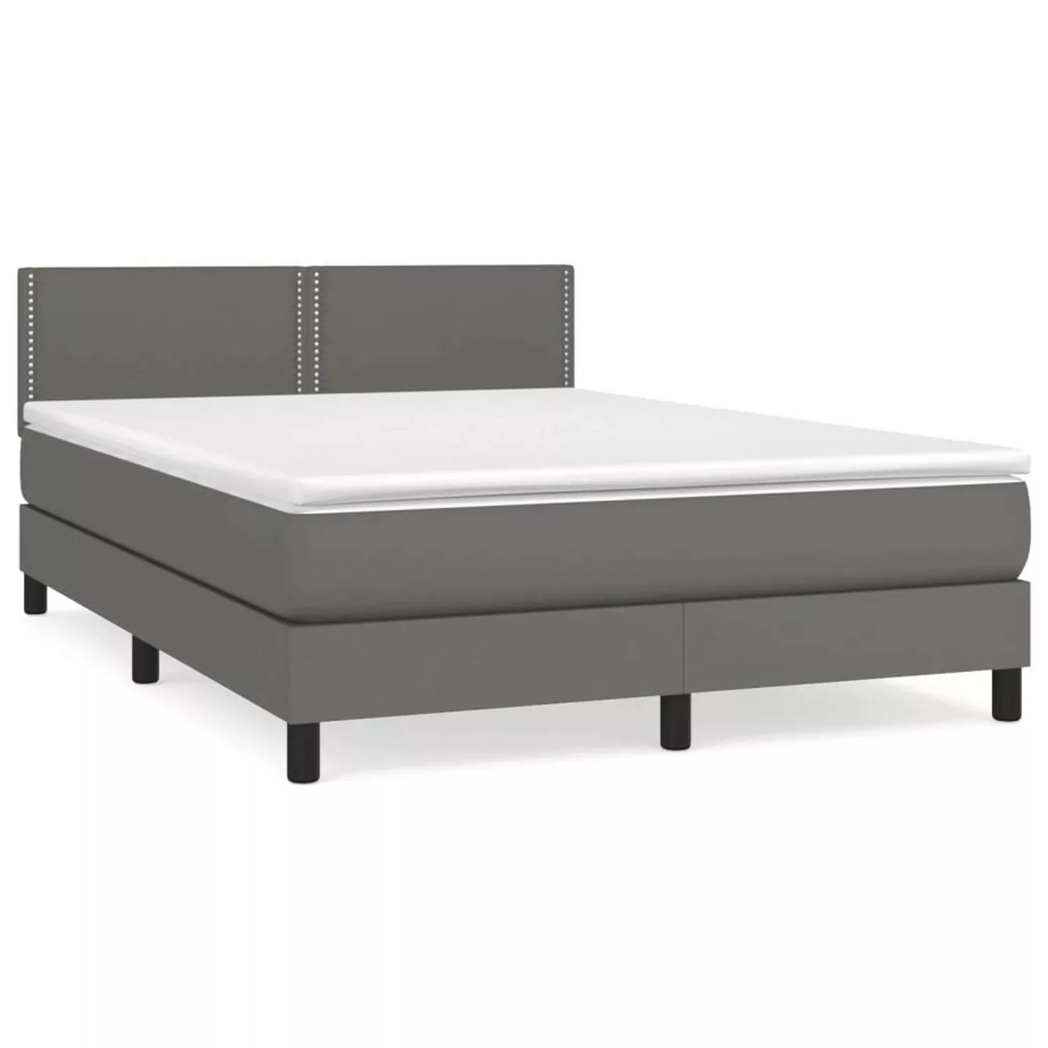 vidaXL Boxspringbett mit Matratze Grau 140x190 cm Kunstleder1397374 günstig online kaufen