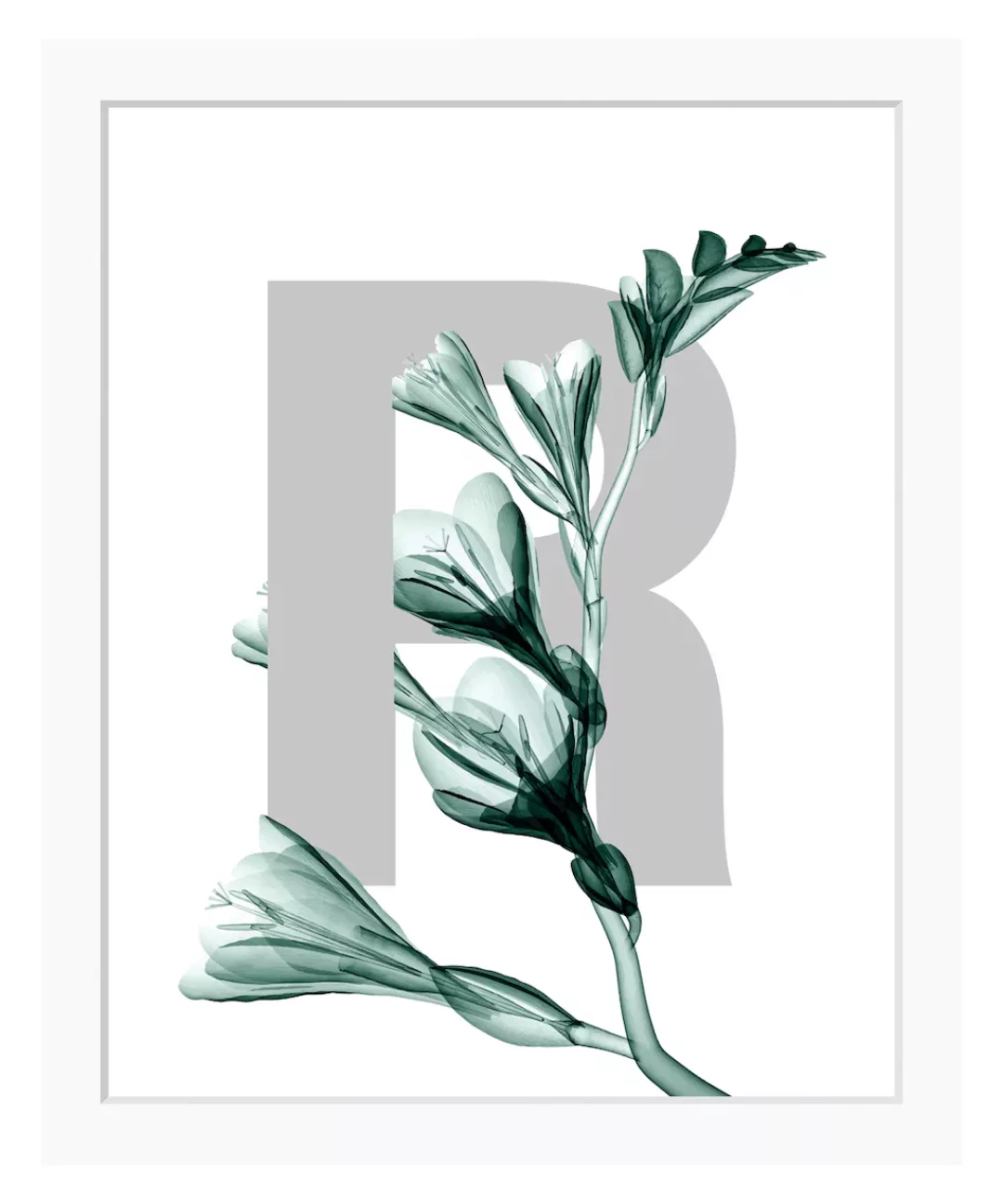 queence Bild "R-Flower", Buchstaben, Blätter, gerahmt, Blume günstig online kaufen