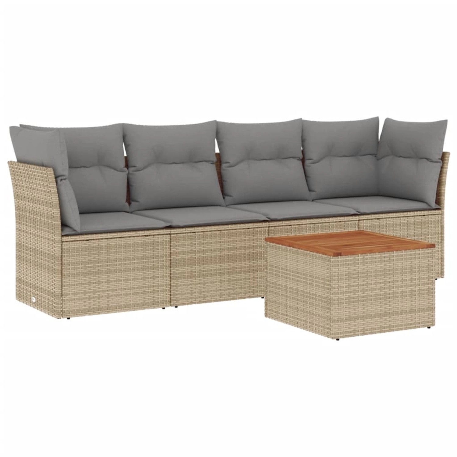 vidaXL 5-tlg Garten-Sofagarnitur mit Kissen Beige Poly Rattan Modell 85 günstig online kaufen