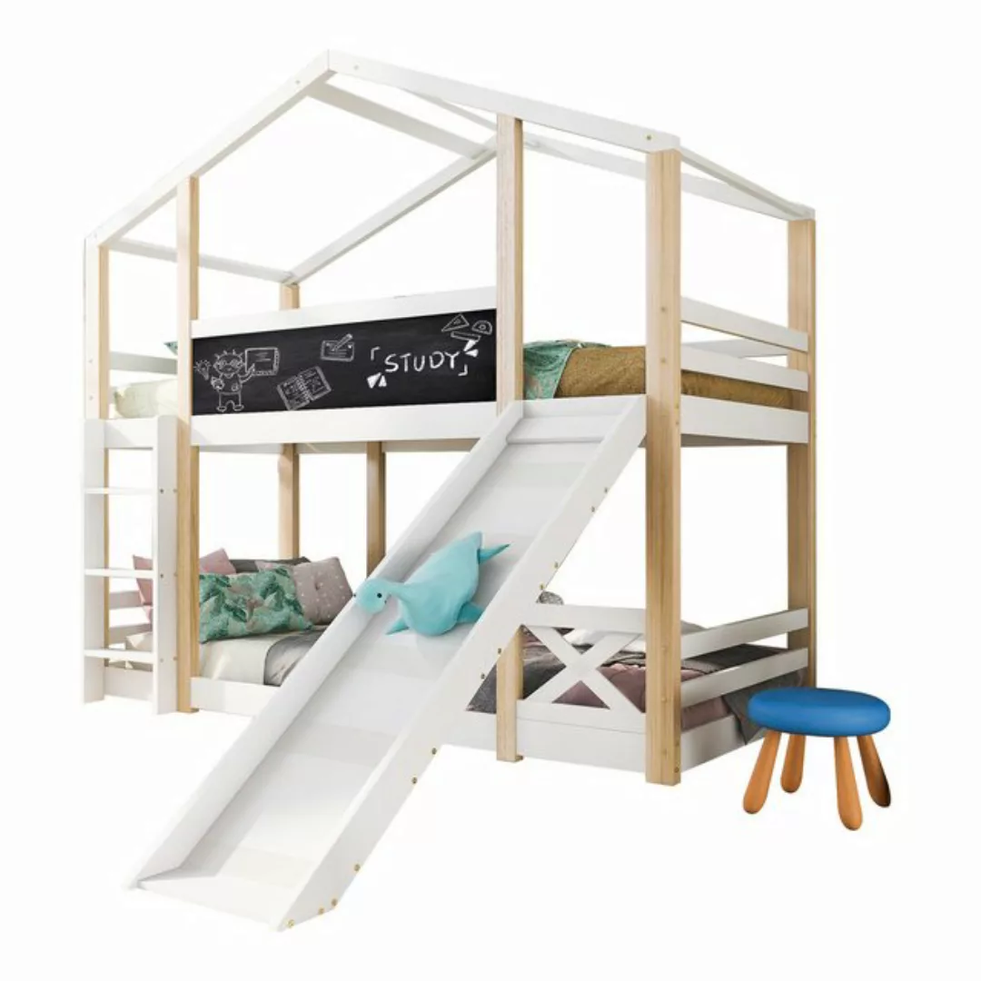 Flieks Etagenbett, Hochbett Hausbett Kinderbett Kiefernholzbett 90x200cm günstig online kaufen