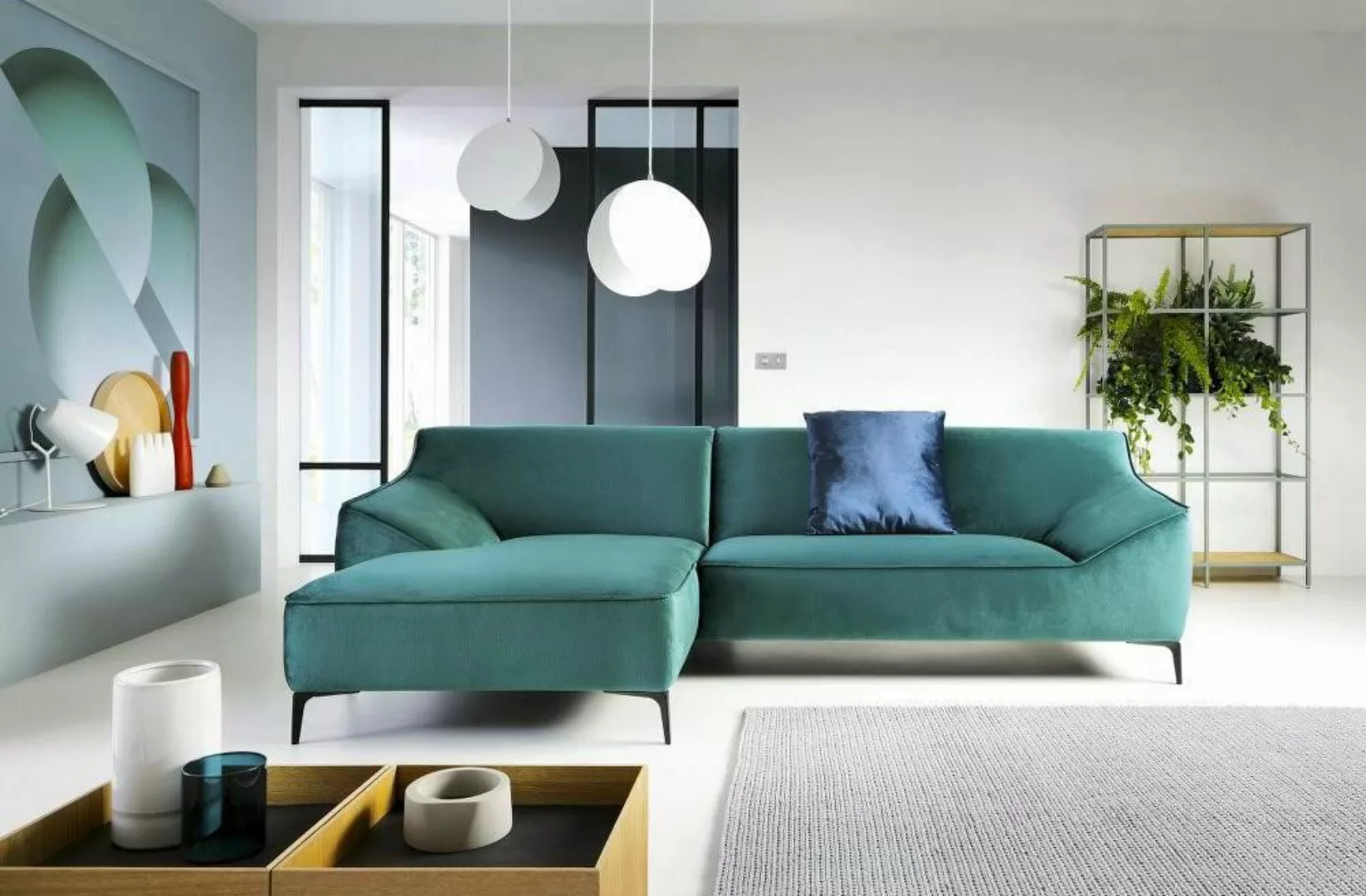 Xlmoebel Ecksofa Moderne L-förmige Design-Couch aus Stoff in Samtoptik für günstig online kaufen