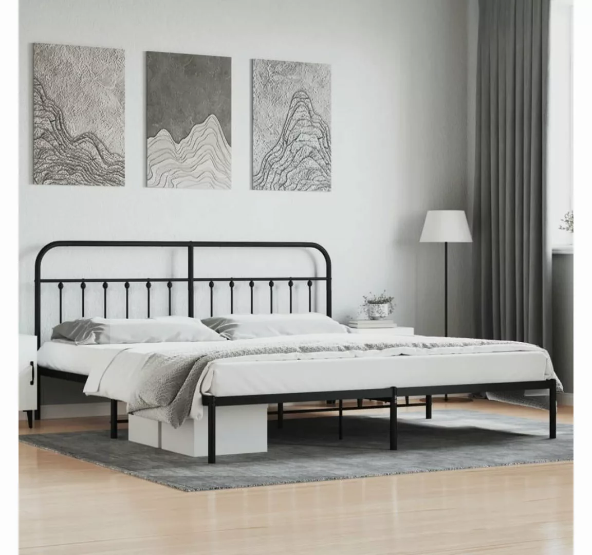 furnicato Bett Bettgestell mit Kopfteil Metall Schwarz 200x200 cm günstig online kaufen