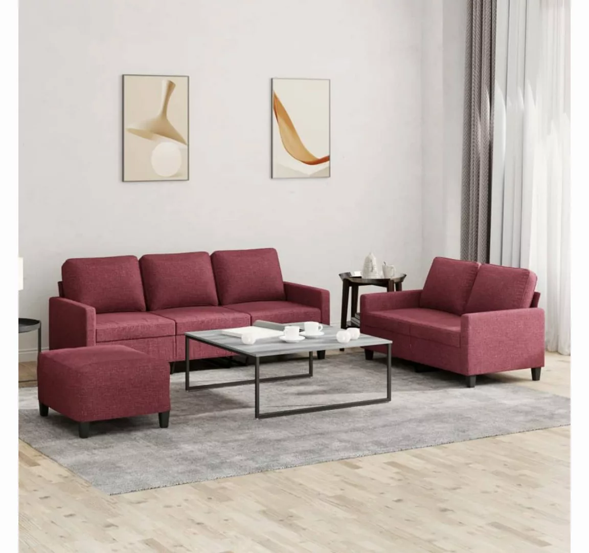 vidaXL Sofa Sofagarnitur mit Kissen Stoff, 3-tlg., Rot günstig online kaufen