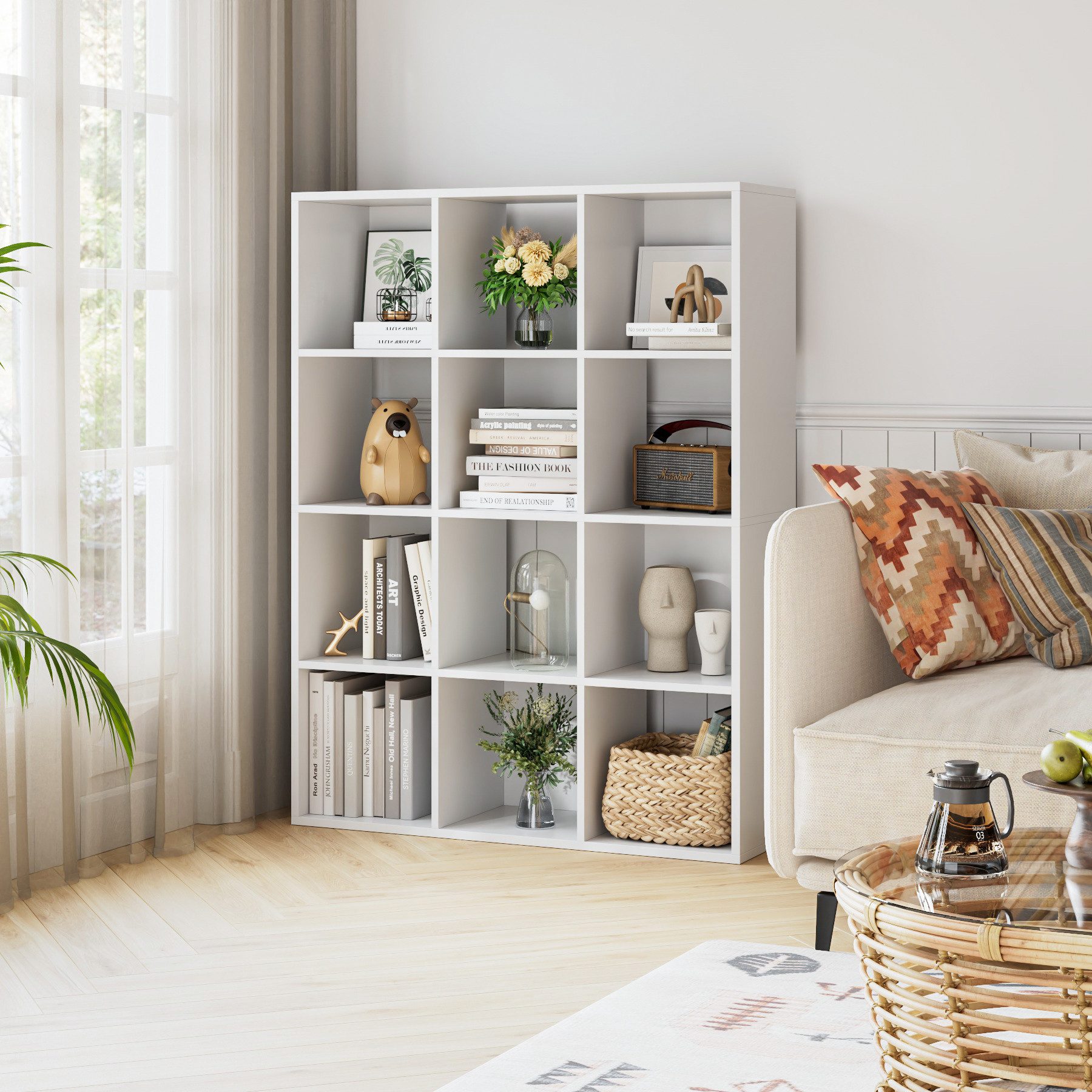 HOMECHO Bücherregal, Würfelregal mit 12 Fächern günstig online kaufen