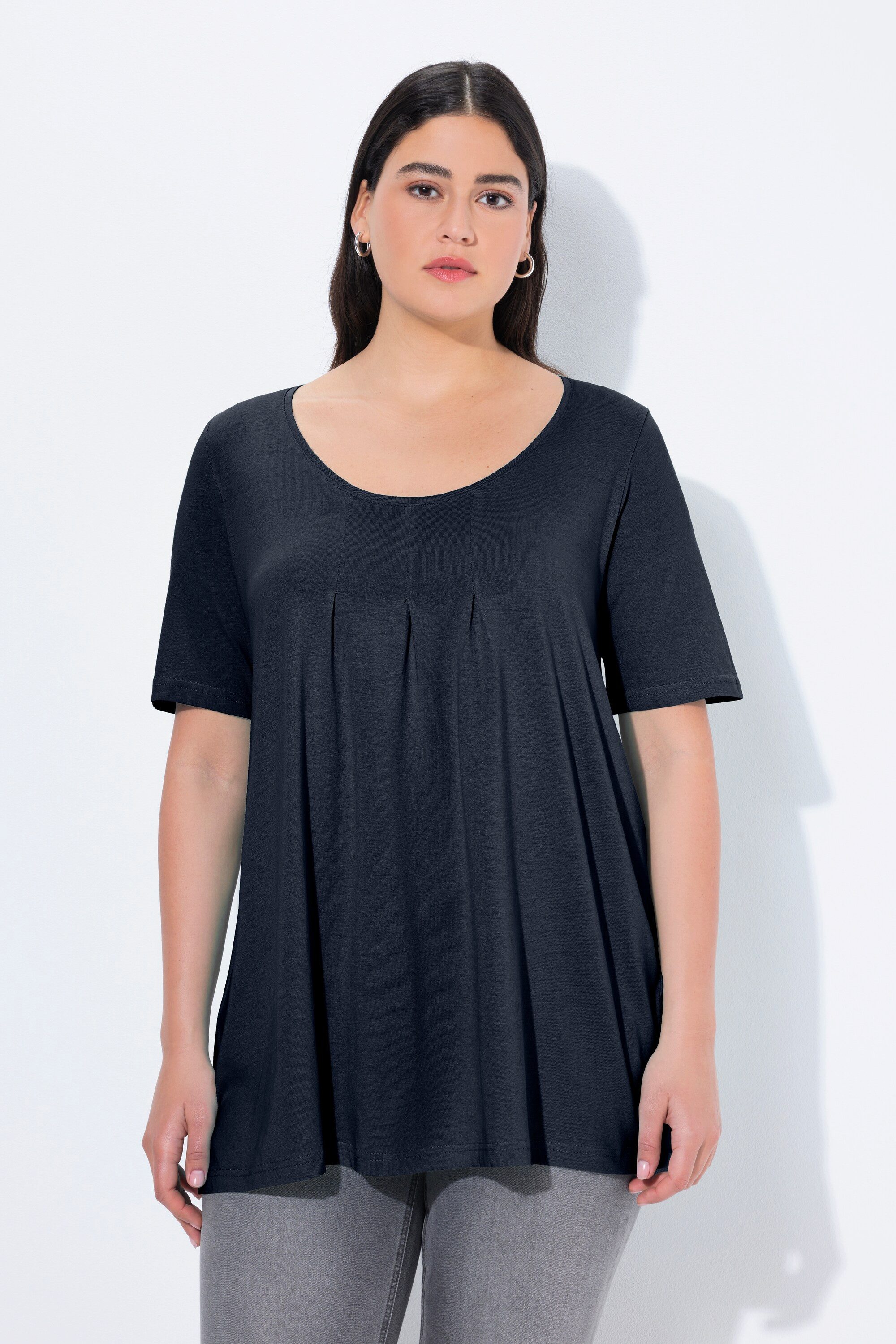 Ulla Popken T-Shirt T-Shirt Zierfalten A-Linie günstig online kaufen