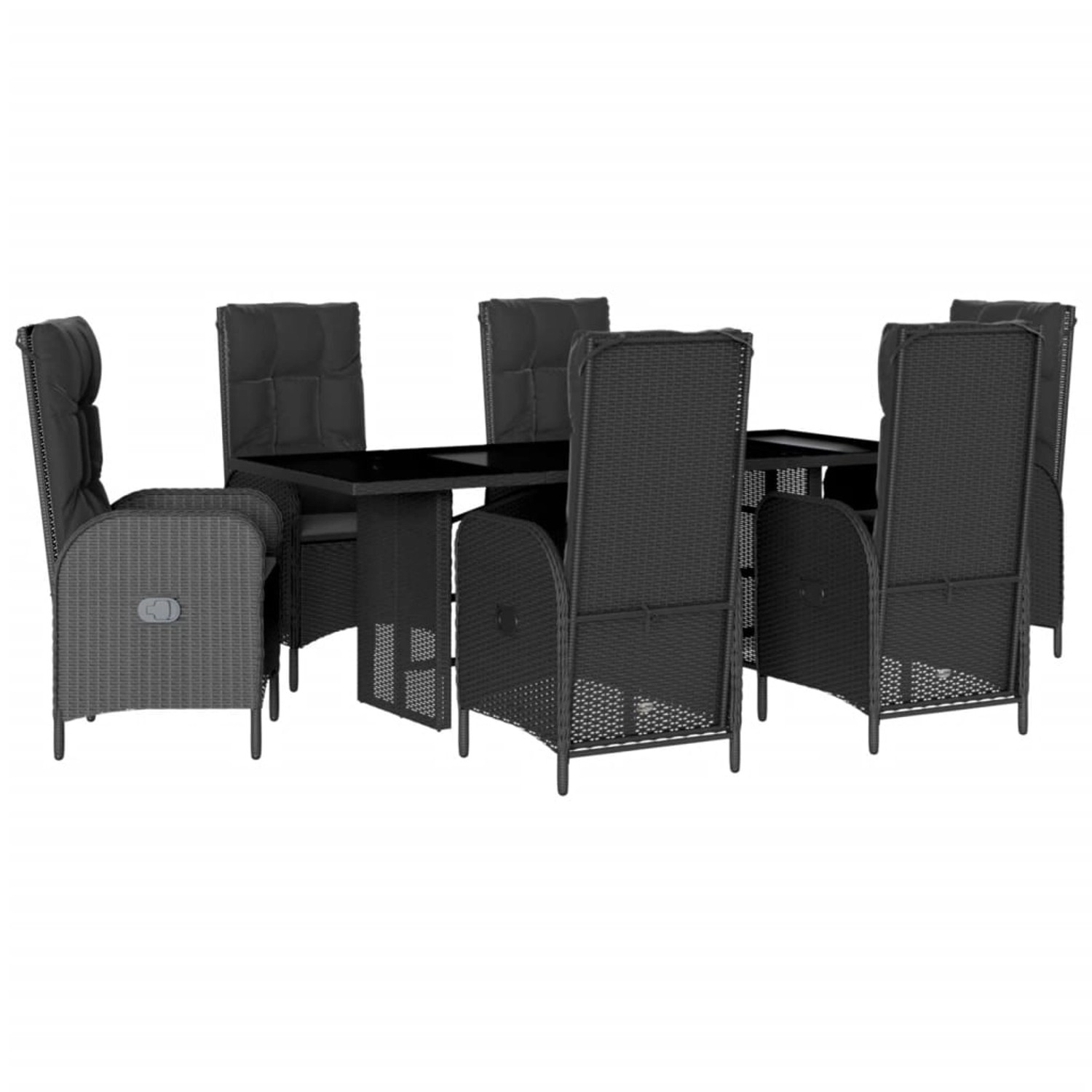 vidaXL 7-Tlg Garten-Essgruppe mit Kissen Schwarz Poly Rattan 3213524 günstig online kaufen