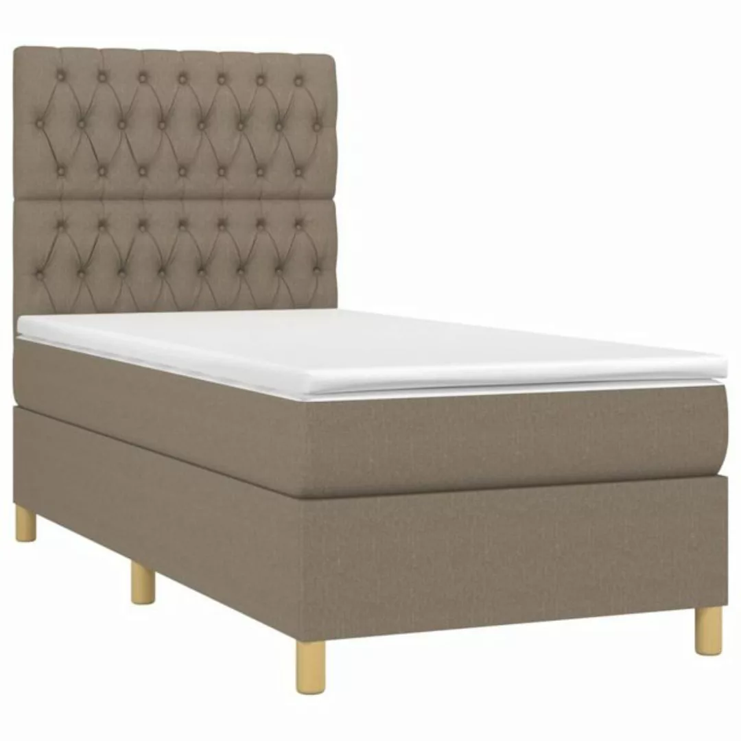 vidaXL Bett Boxspringbett mit Matratze Taupe 90x200 cm Stoff günstig online kaufen