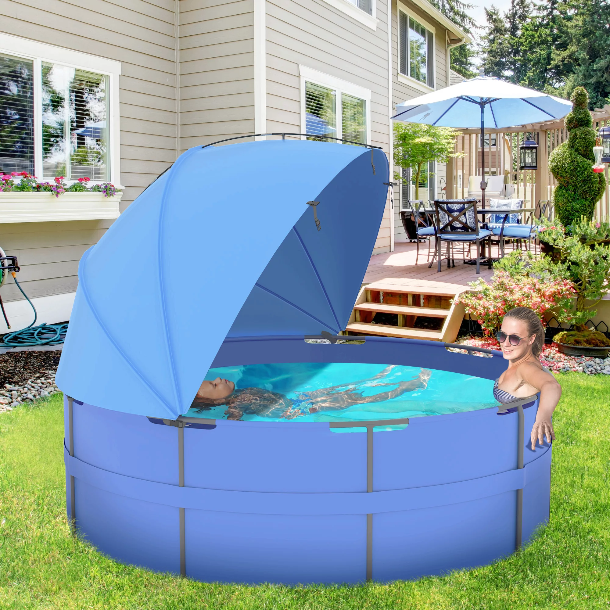 Outsunny Pool Sonnenschutzdach  Whirlpool Überdachung, Sonnensegel für 3m P günstig online kaufen