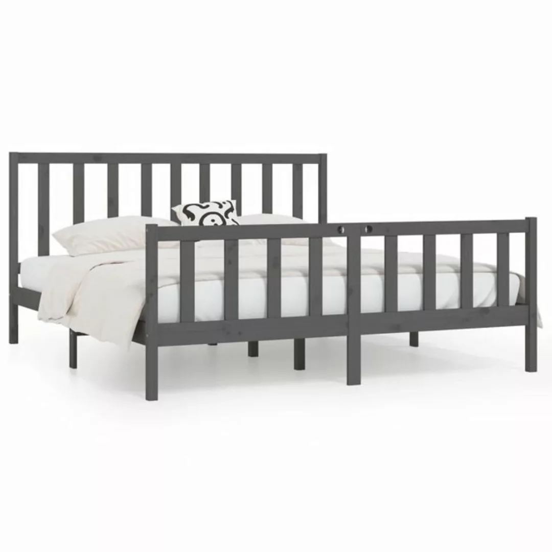 furnicato Bett Massivholzbett Grau 200x200 cm günstig online kaufen