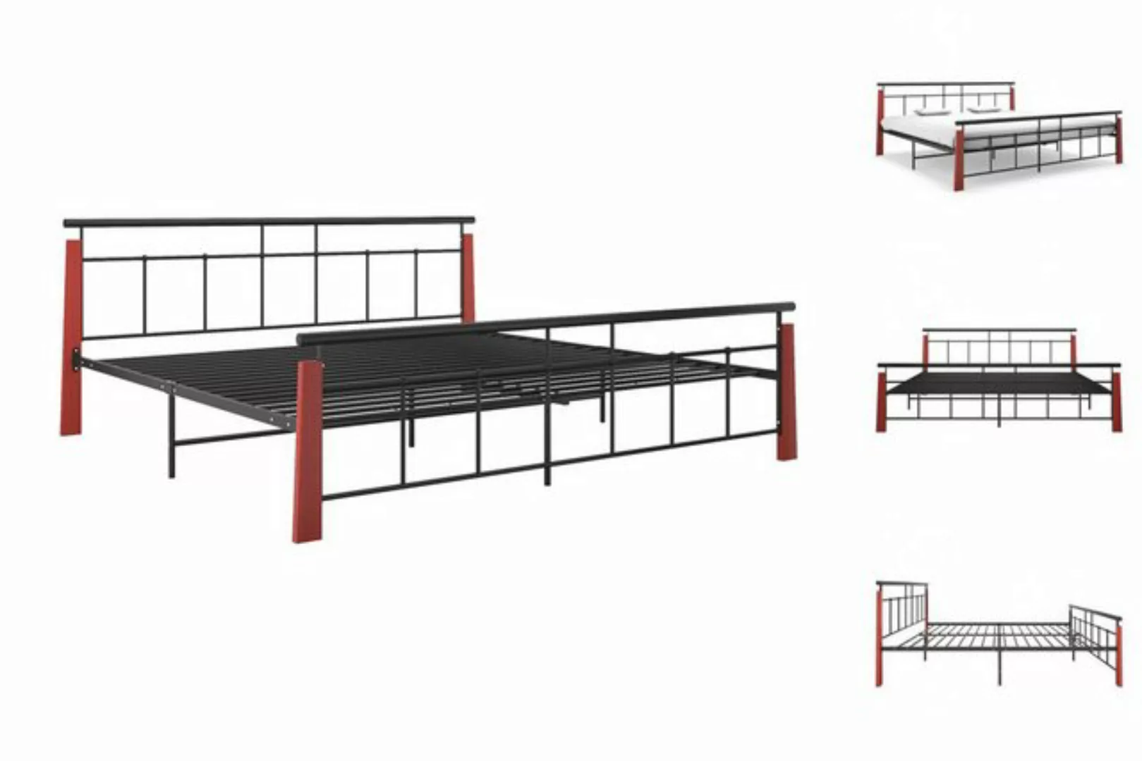 vidaXL Bettgestell Bettgestell Metall und Massivholz Eiche 200x200 cm Doppe günstig online kaufen