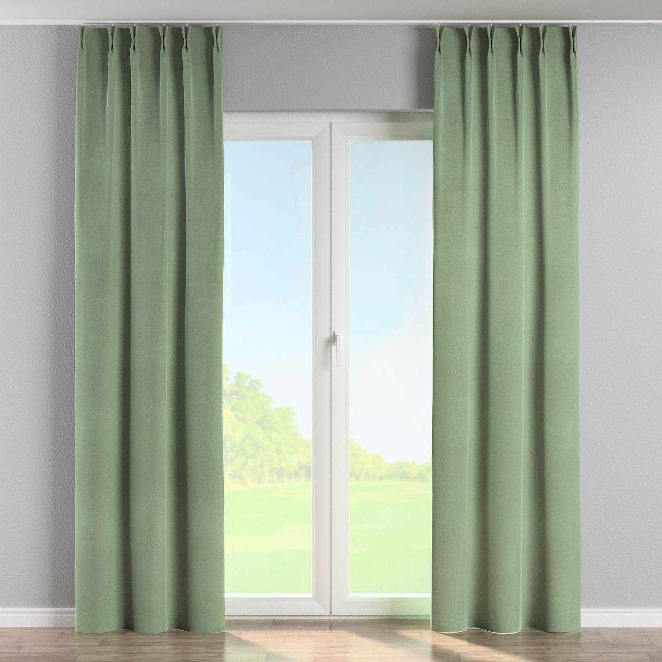 Vorhang mit flämischen 2-er Falten, grün, Crema (185-83) günstig online kaufen