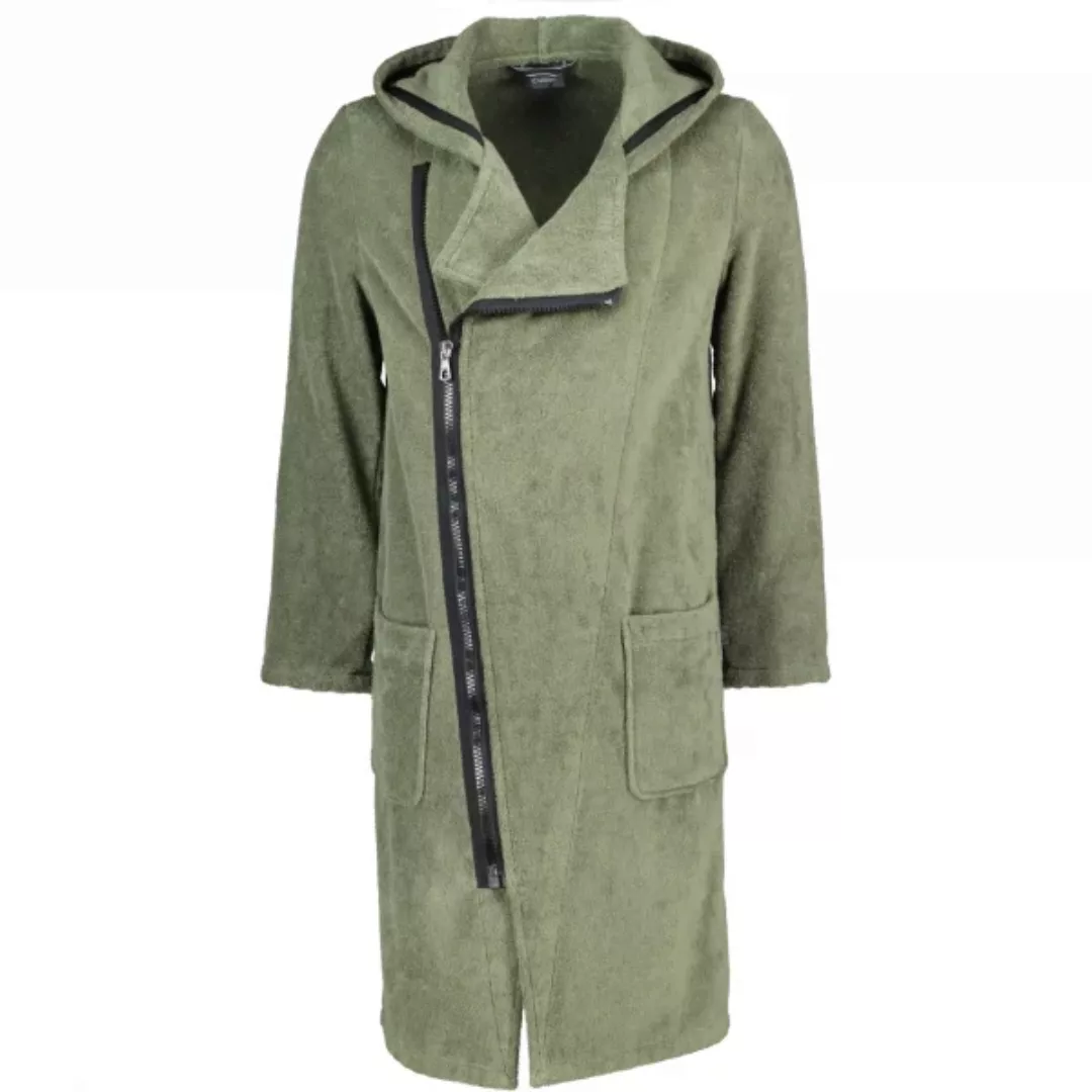 Cawö Bademäntel Herren Kapuze New Zipper 6516 - Farbe: field-schwarz - 453 günstig online kaufen