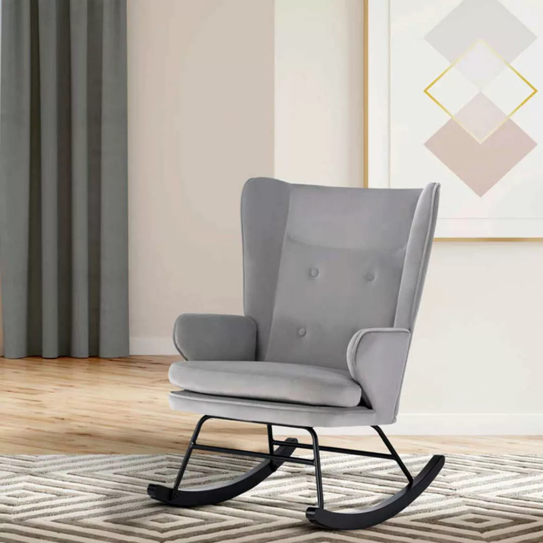 Schaukelstuhl im Skandi Design Samt günstig online kaufen
