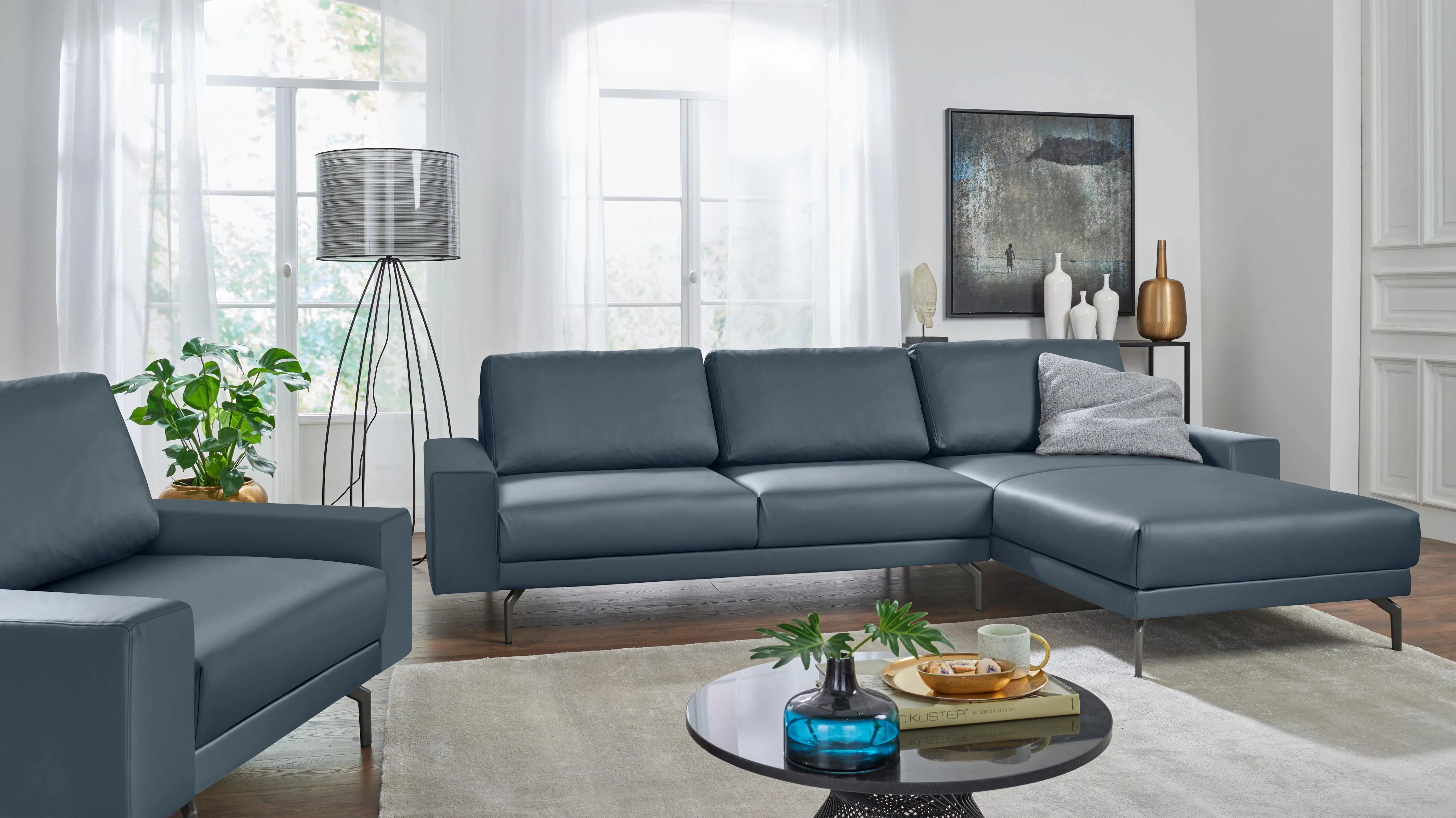 hülsta sofa Ecksofa "hs.450", Armlehne breit und niedrig, Alugussfüße in um günstig online kaufen