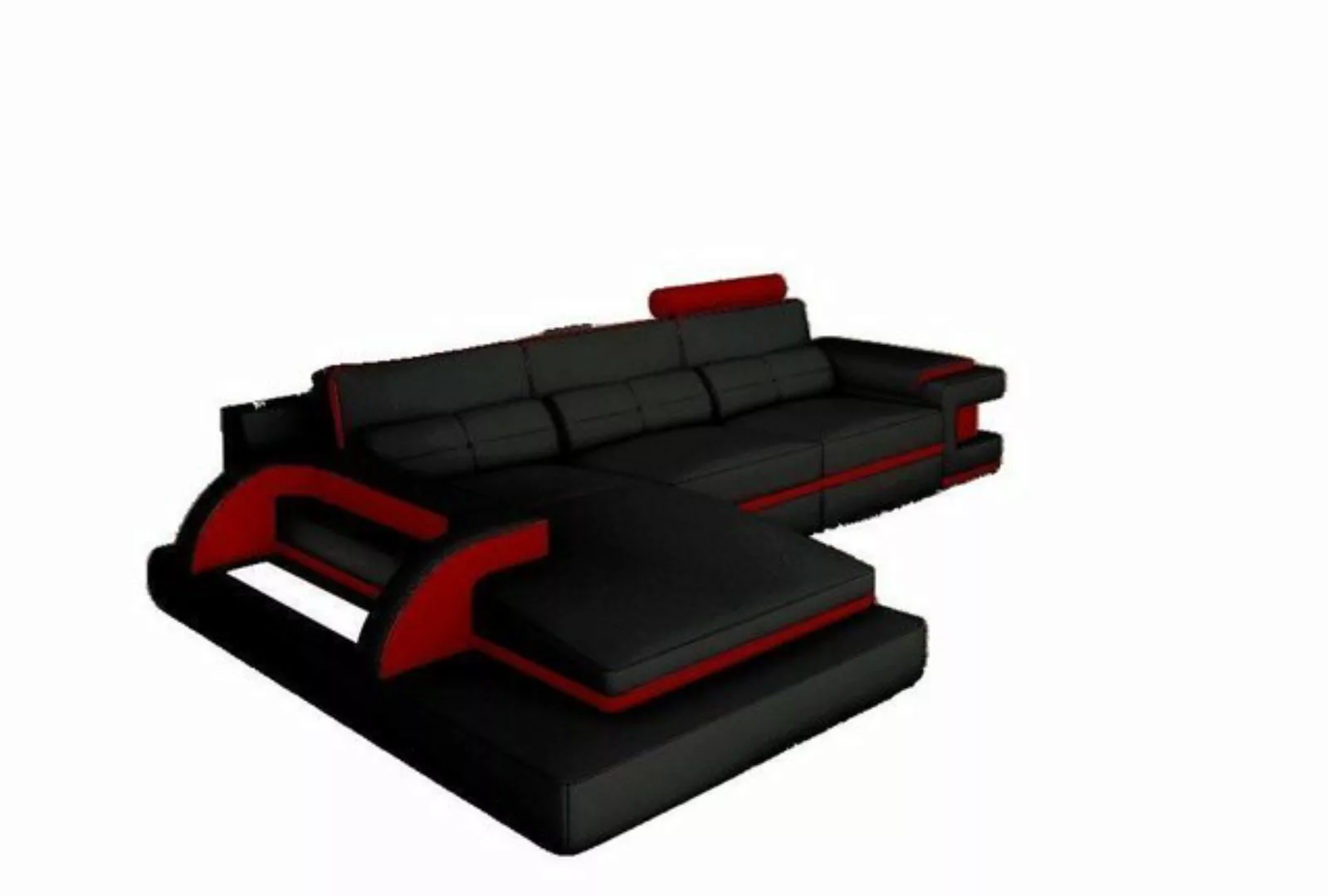 JVmoebel Ecksofa Luxus schwarz-rotes L-Form Sofa LED Beleuchtung Modern Neu günstig online kaufen