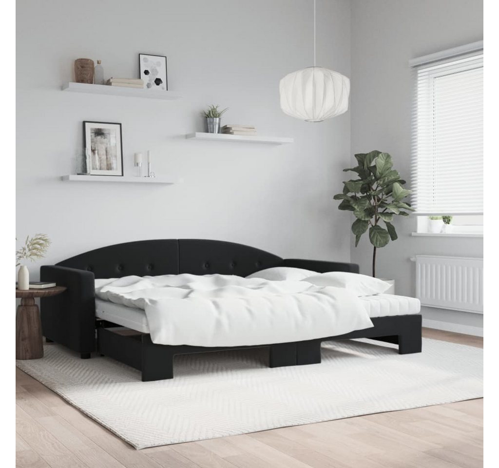 vidaXL Gästebett Gästebett Tagesbett Ausziehbar mit Matratzen Schwarz 90x20 günstig online kaufen