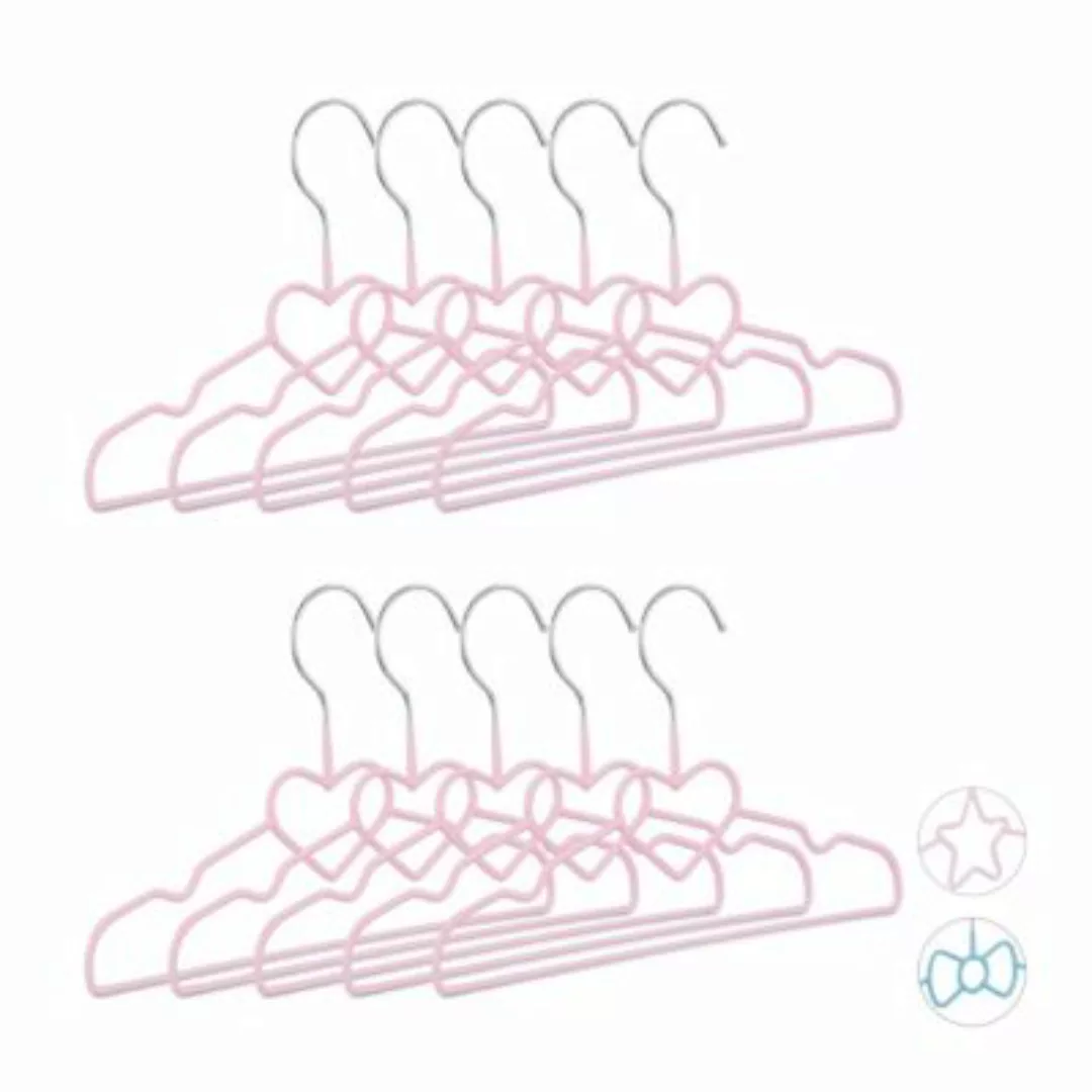 relaxdays "10 x Kinderkleiderbügel ""Herz""" pink günstig online kaufen