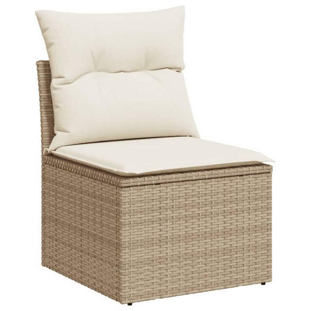 vidaXL Loungesofa Gartensofa ohne Armlehnen mit Kissen Beige Poly Rattan, 1 günstig online kaufen