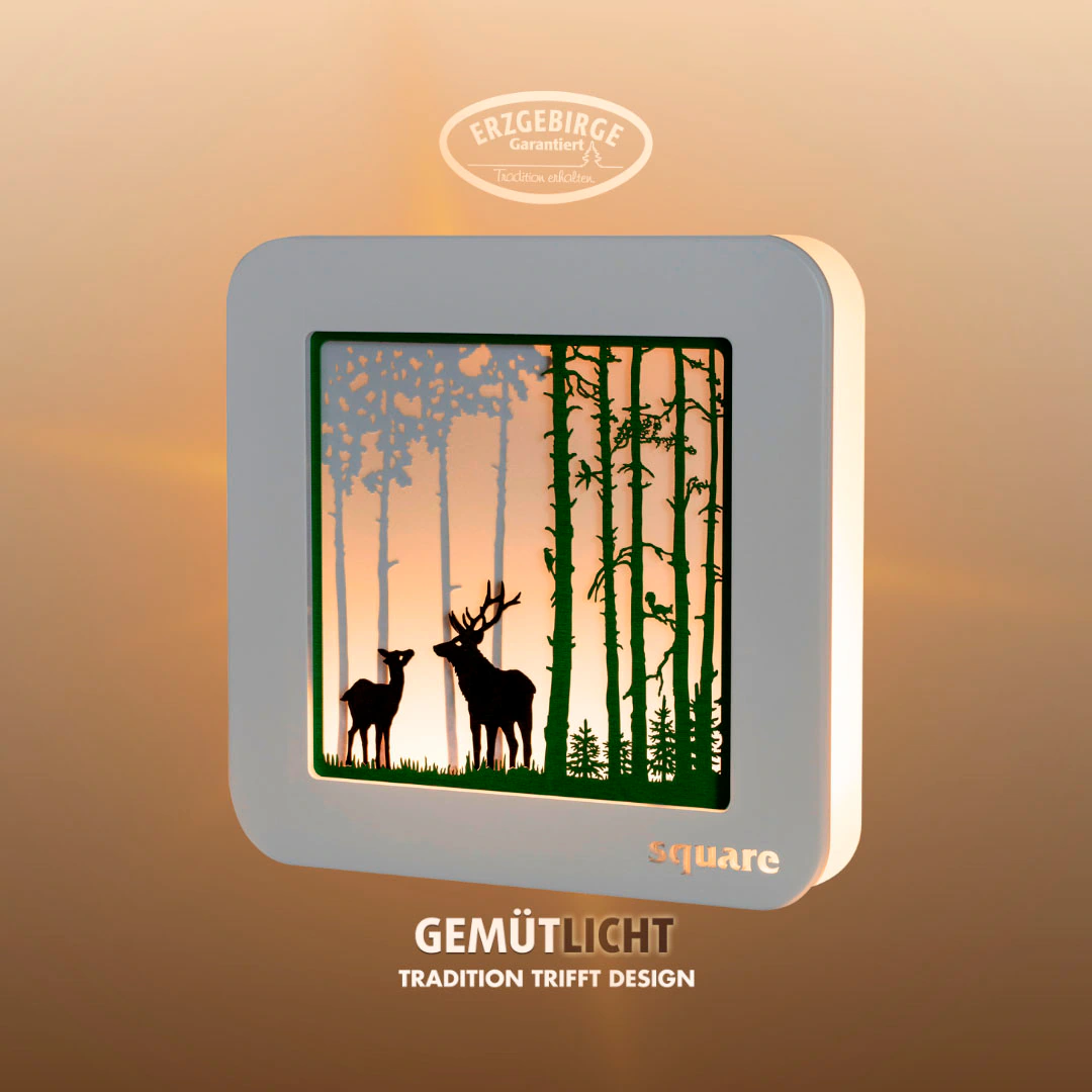 Weigla LED-Bild »Square Standbild Wald, Herbstdeko, Batterie & Timer, WEIẞ- günstig online kaufen