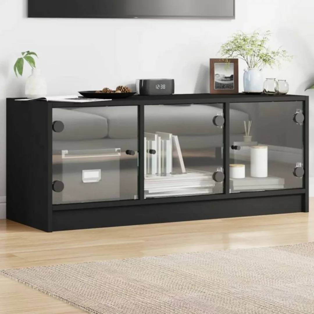 vidaXL TV-Schrank TV-Schrank mit Glastüren Schwarz 102x37x42 cm (1-St) günstig online kaufen