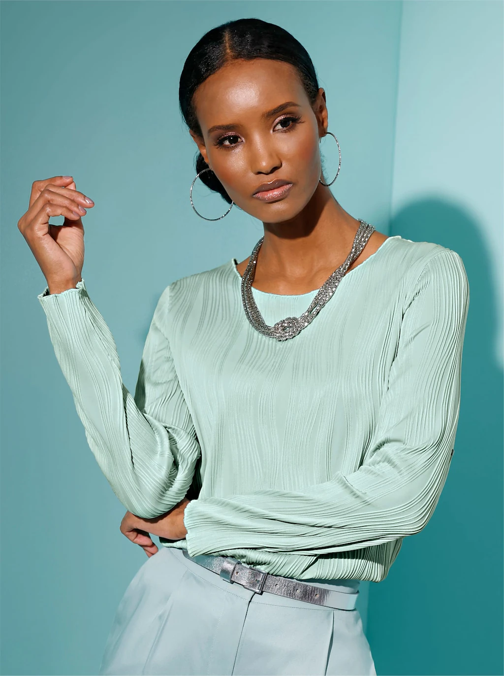 creation L Langarmshirt "Jacquard-Shirt", (1 tlg.) günstig online kaufen