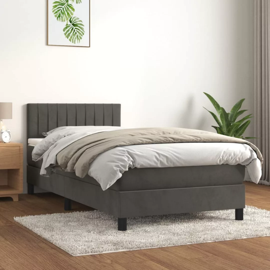 vidaXL Boxspringbett mit Matratze Dunkelgrau 90x190 cm Samt1537799 günstig online kaufen