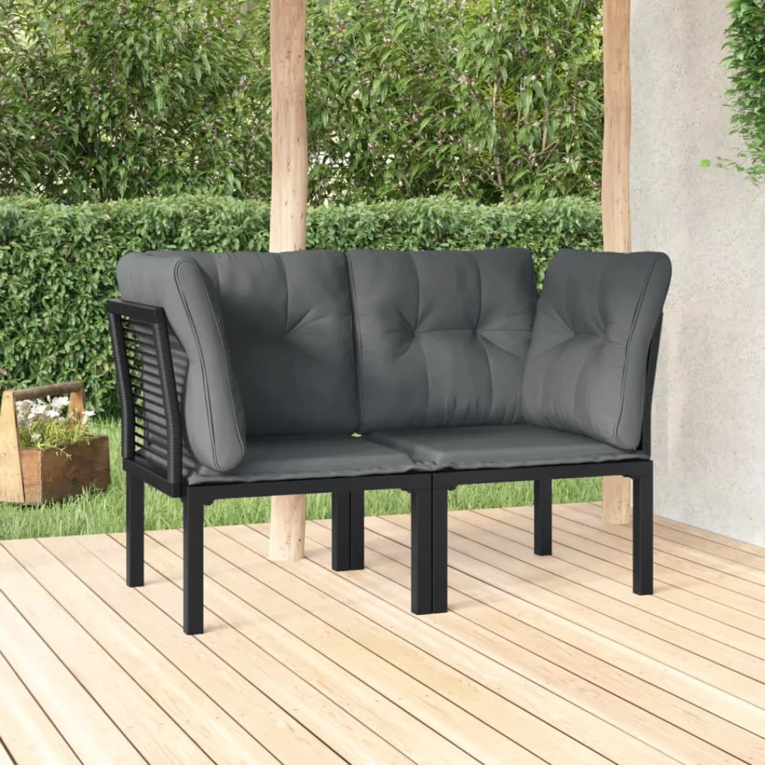 Vidaxl Garten-eckstühle Mit Kissen 2 Stk. Schwarz & Grau Poly Rattan günstig online kaufen