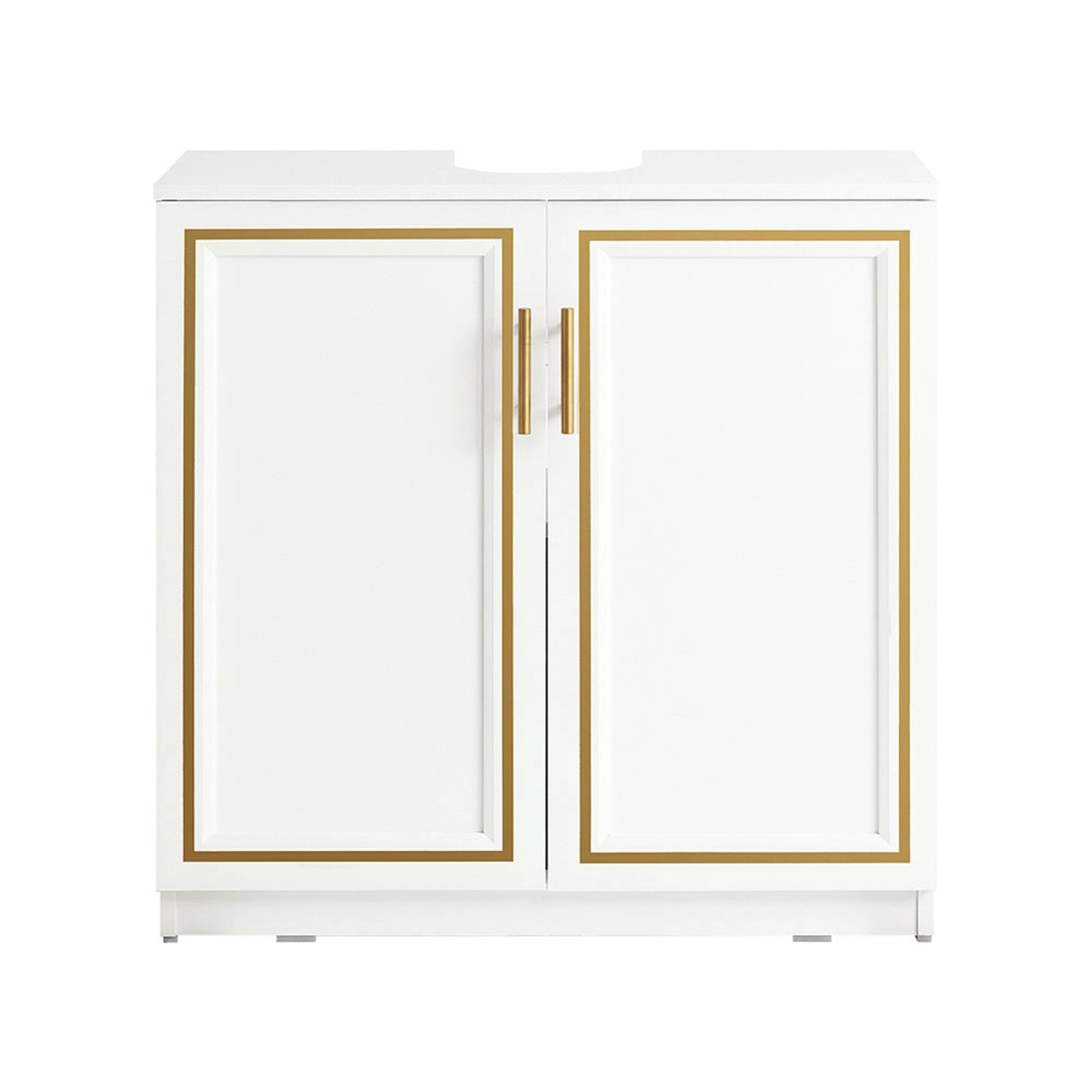 SoBuy Waschbeckenunterschrank mit 2 Türen Holz Weiß-Gold 60 cm BZR86-W günstig online kaufen
