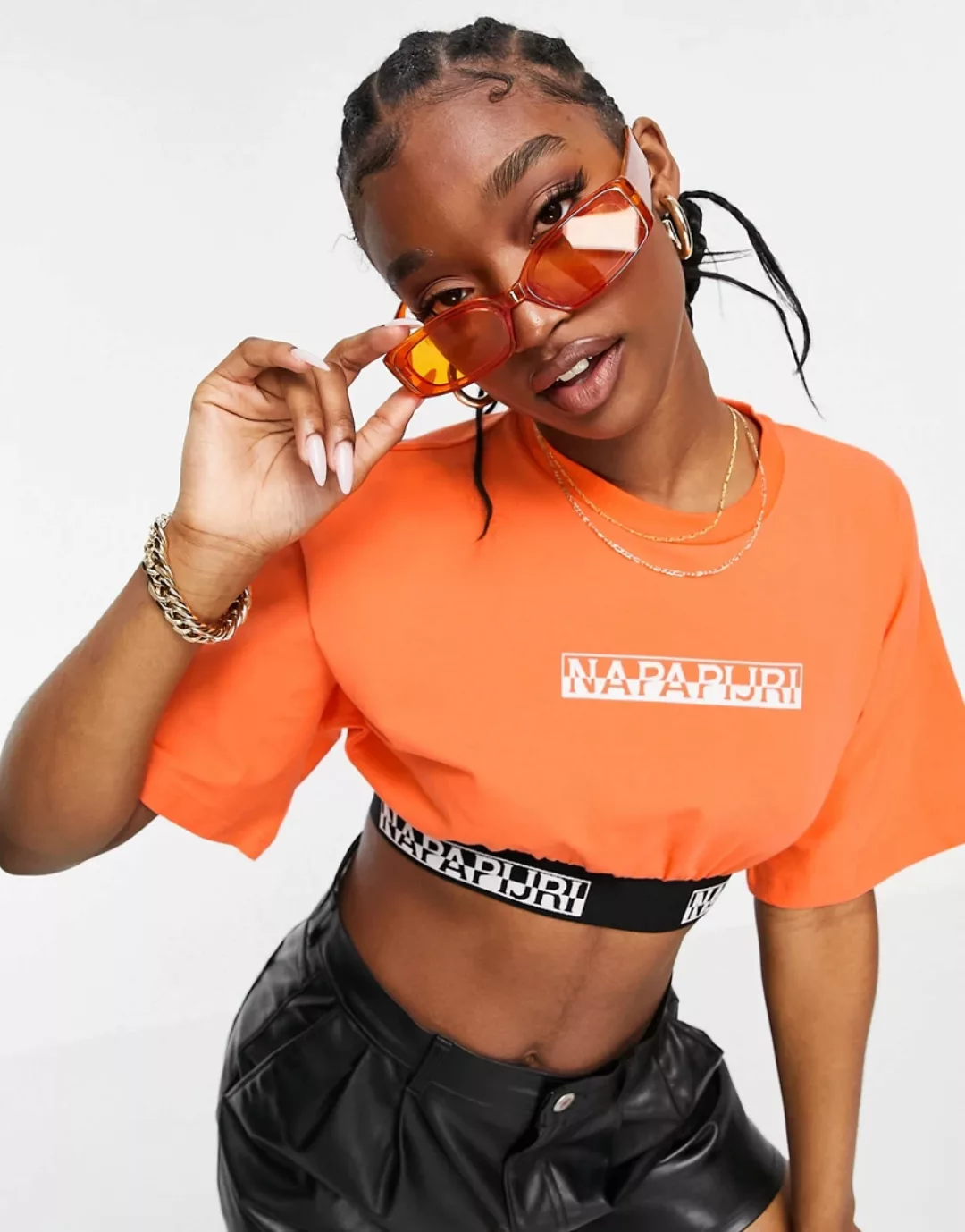 Napapijri – Box Wide – Kurz geschnittenes T-Shirt in Orange günstig online kaufen