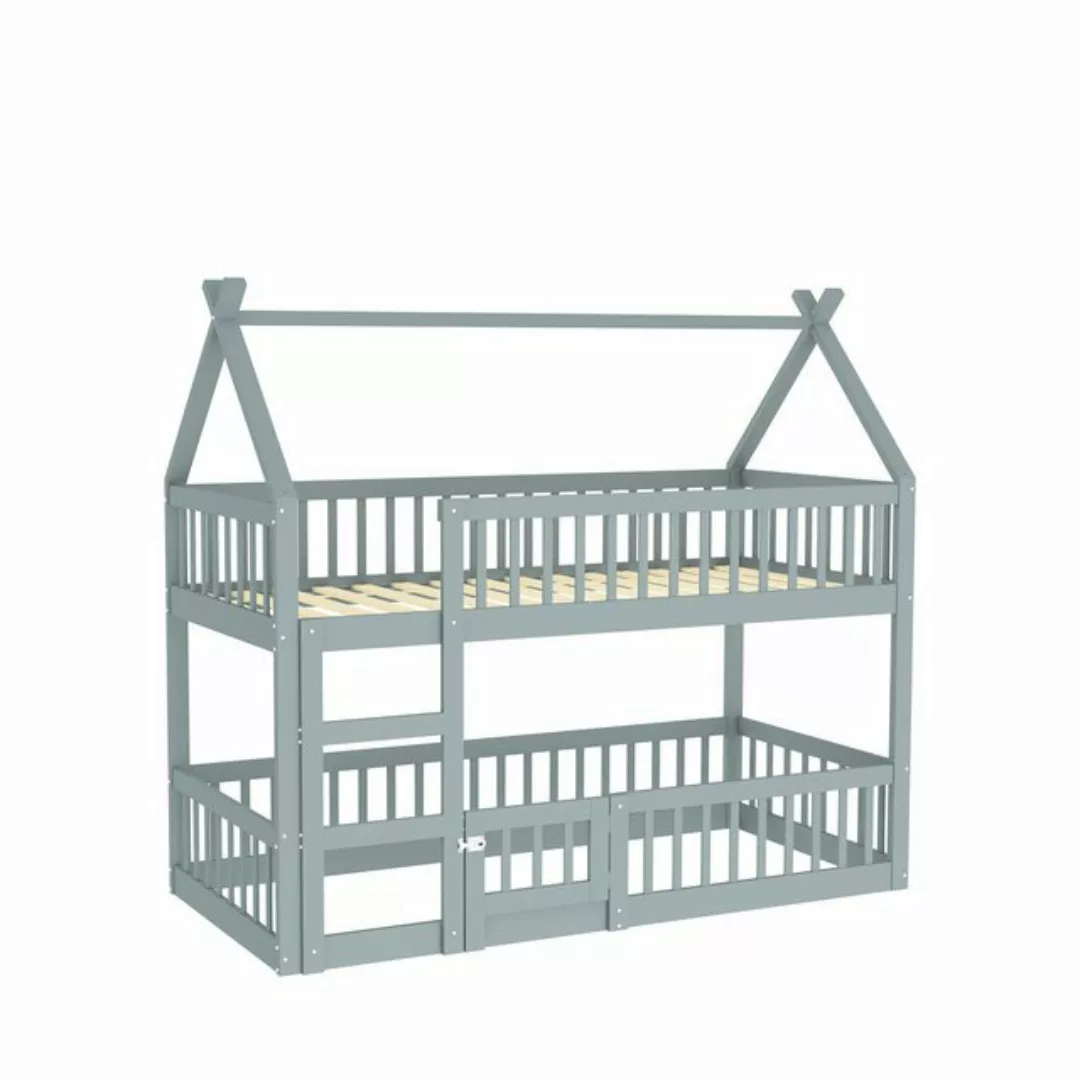 WISHDOR Etagenbett Holzbett, Kinderbett mit Treppe, Loft Design (Etagenbett günstig online kaufen