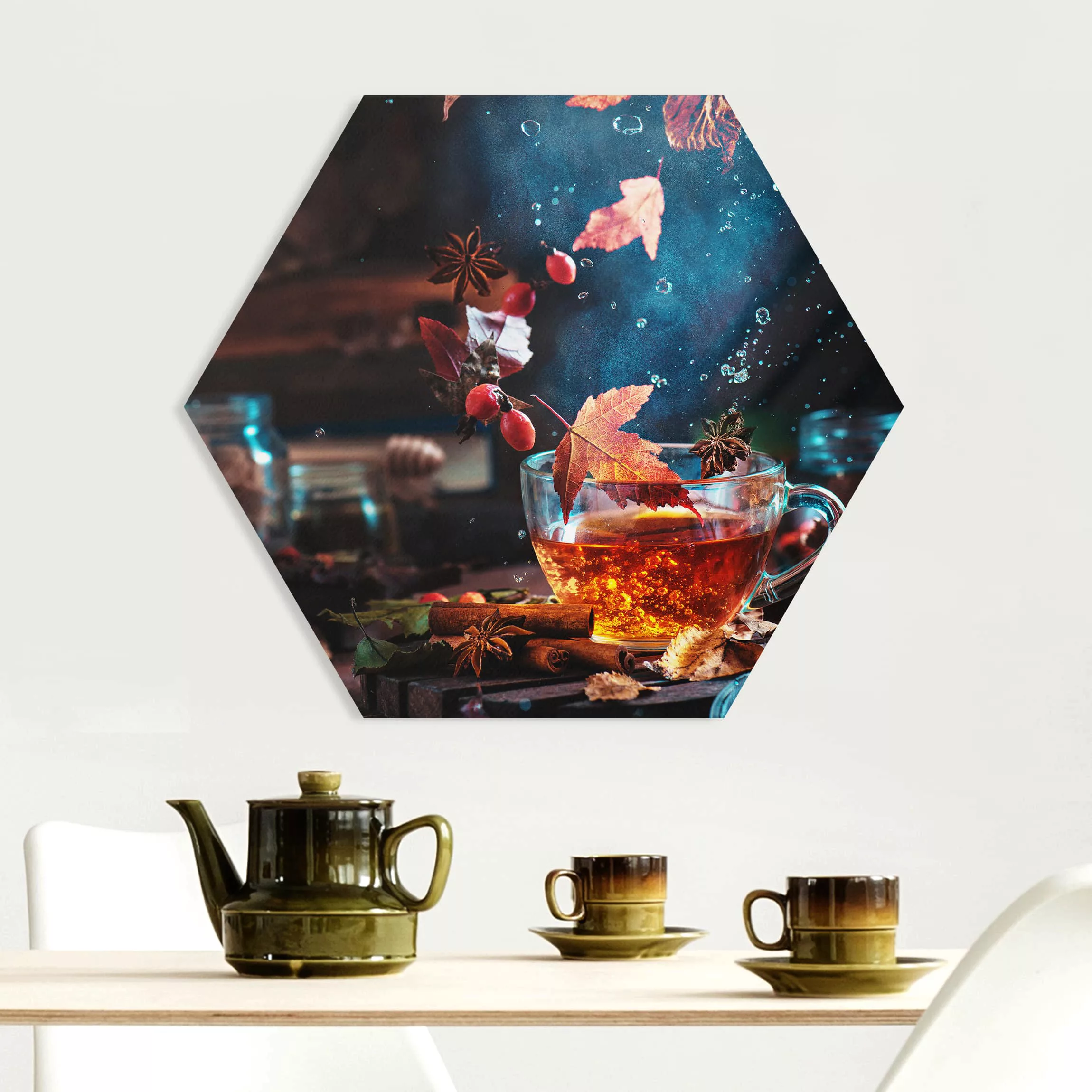 Hexagon-Forexbild Teetasse im Herbst günstig online kaufen