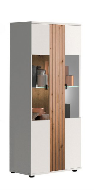 58 aufm Kessel Vitrine Jacklin 72x38x164 halbhoher Vitrinenschrank Weiss/Ar günstig online kaufen