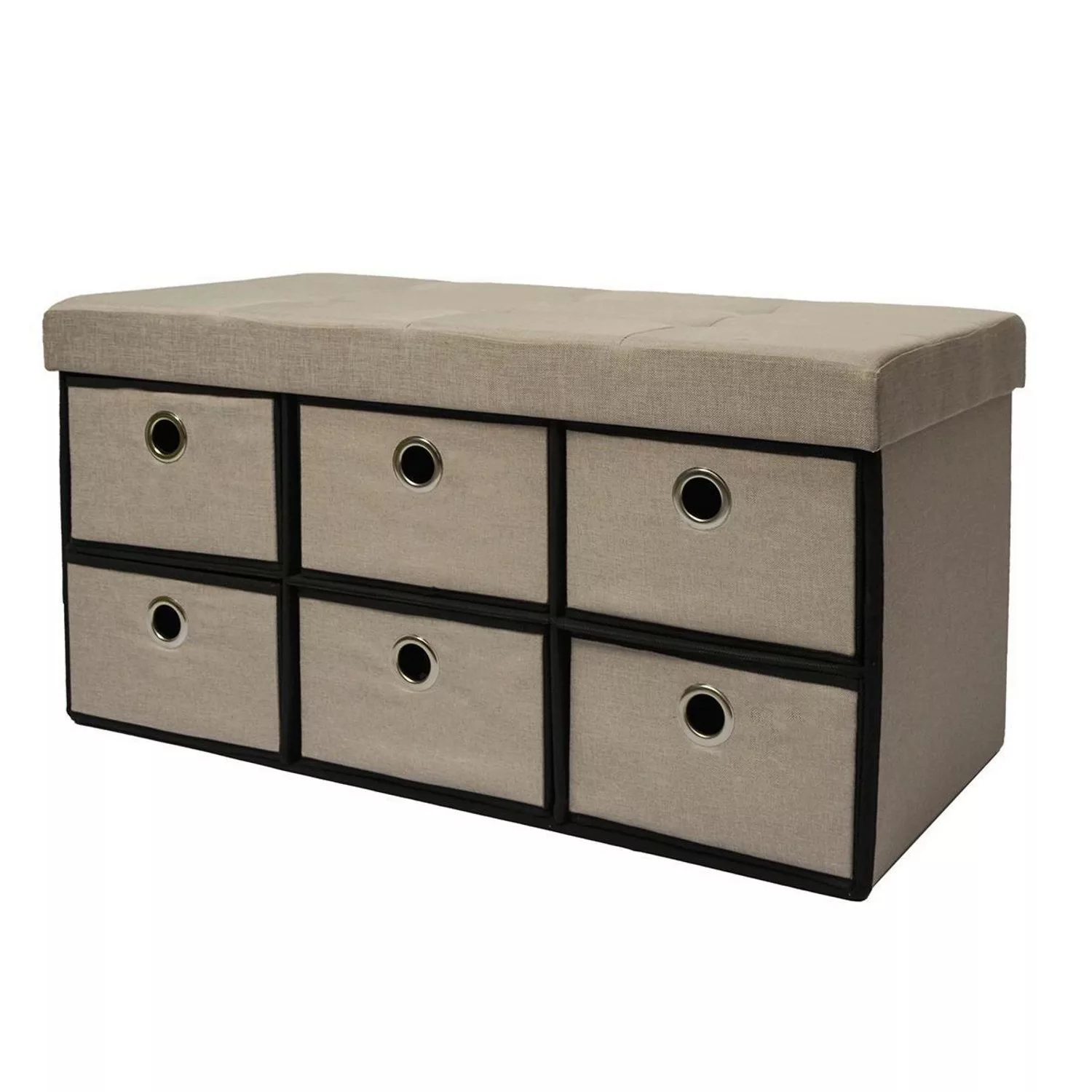 DuneDesign Sitzbank mit 80L Sitztruhe und 6 Schubladen 76 x 38 x 38 cm Beig günstig online kaufen