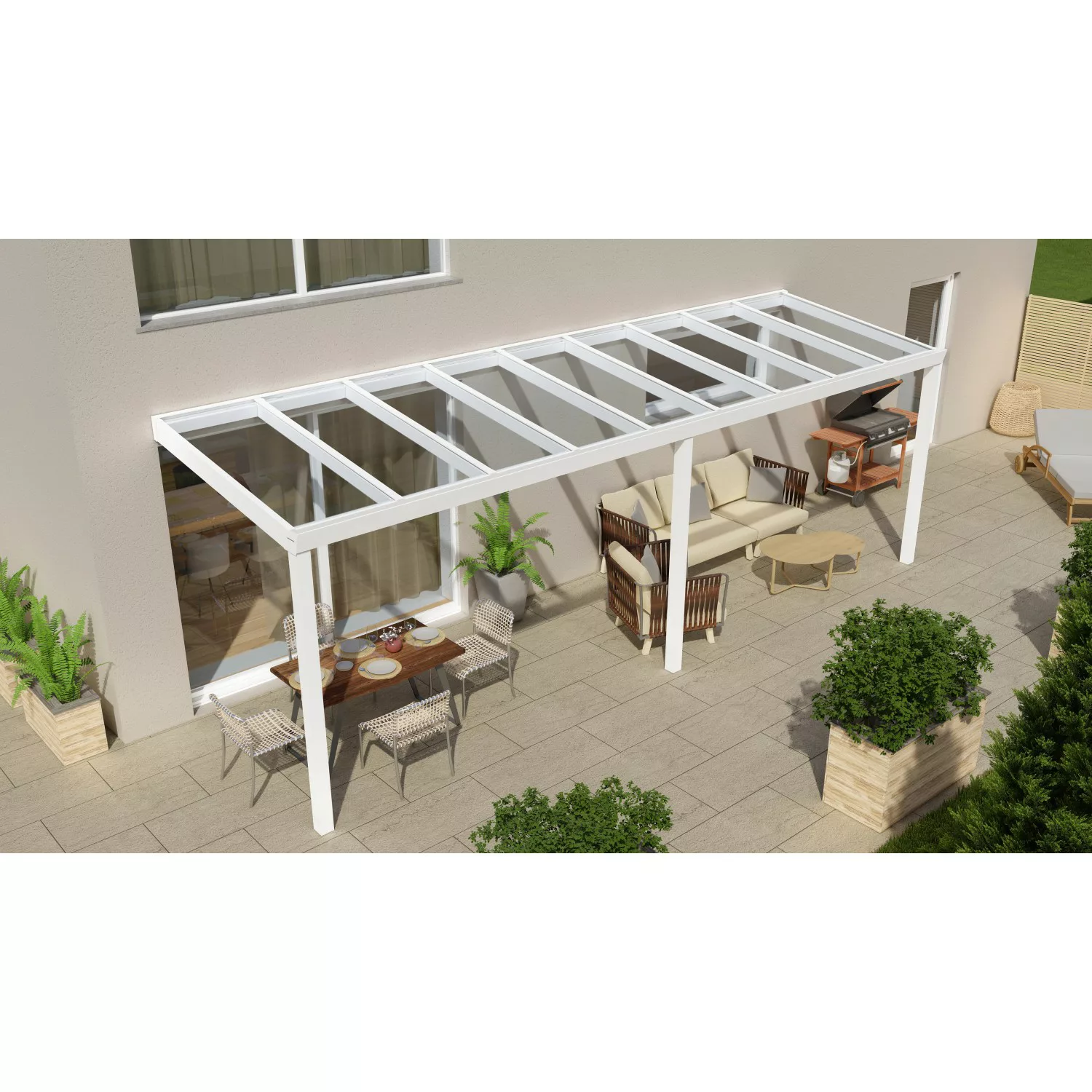 Terrassenüberdachung Professional 700 cm x 250 cm Weiß Glas günstig online kaufen
